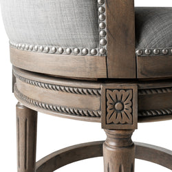 Pullman Bar Stool in Grey Finish with Grey Fabric in Stools by Maven Lane