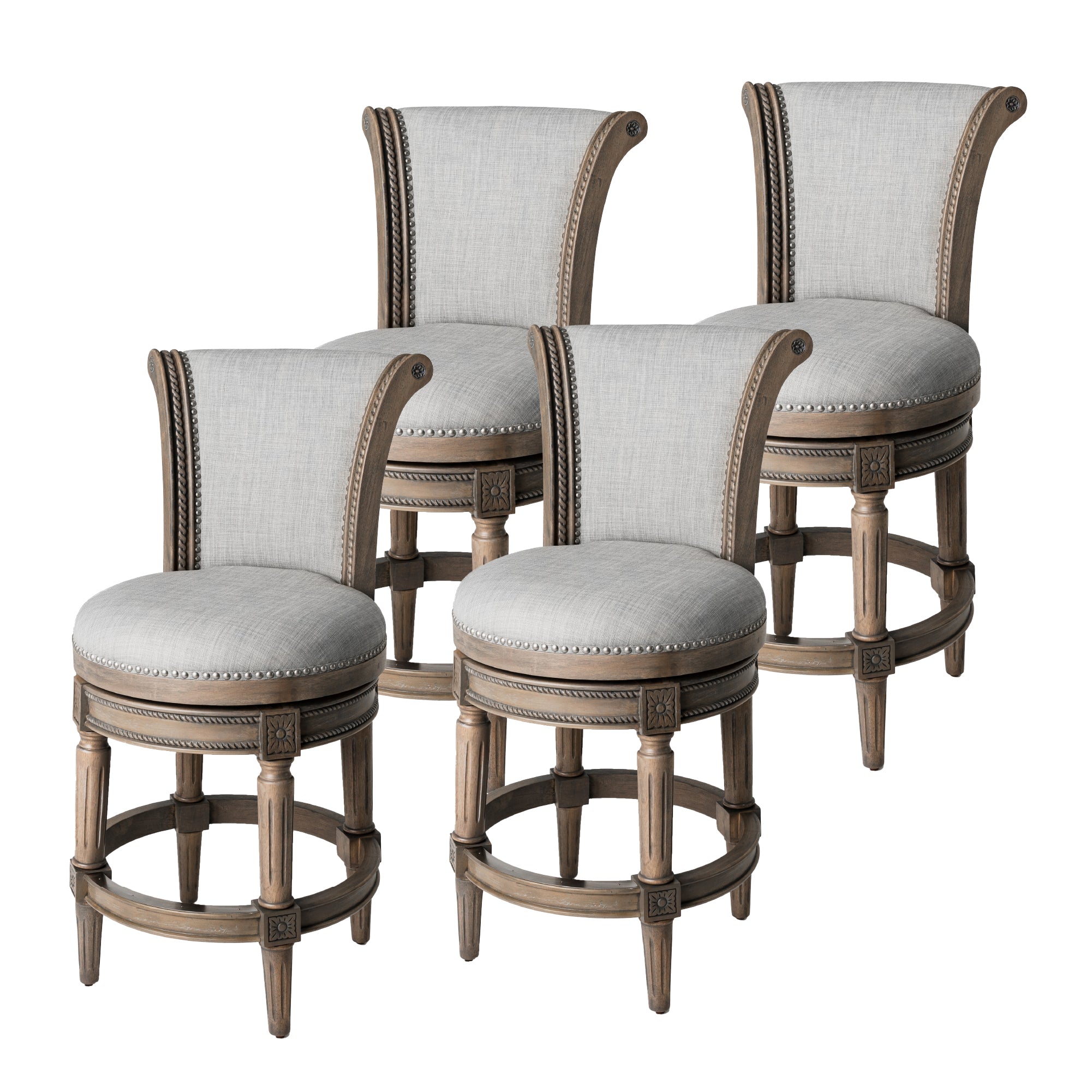 26" Pullman Counter Stool in Grey Finish with Grey Fabric (Set of 4) in Stools by Maven Lane