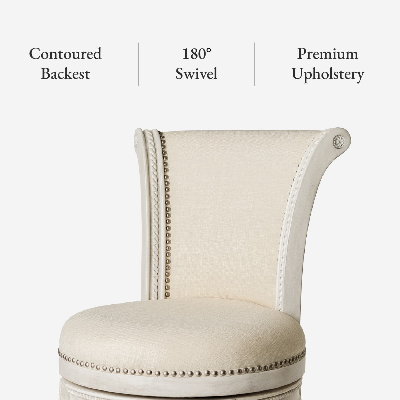Pullman Bar Stool in Cream Finish and Cream Fabric in Stools by Maven Lane