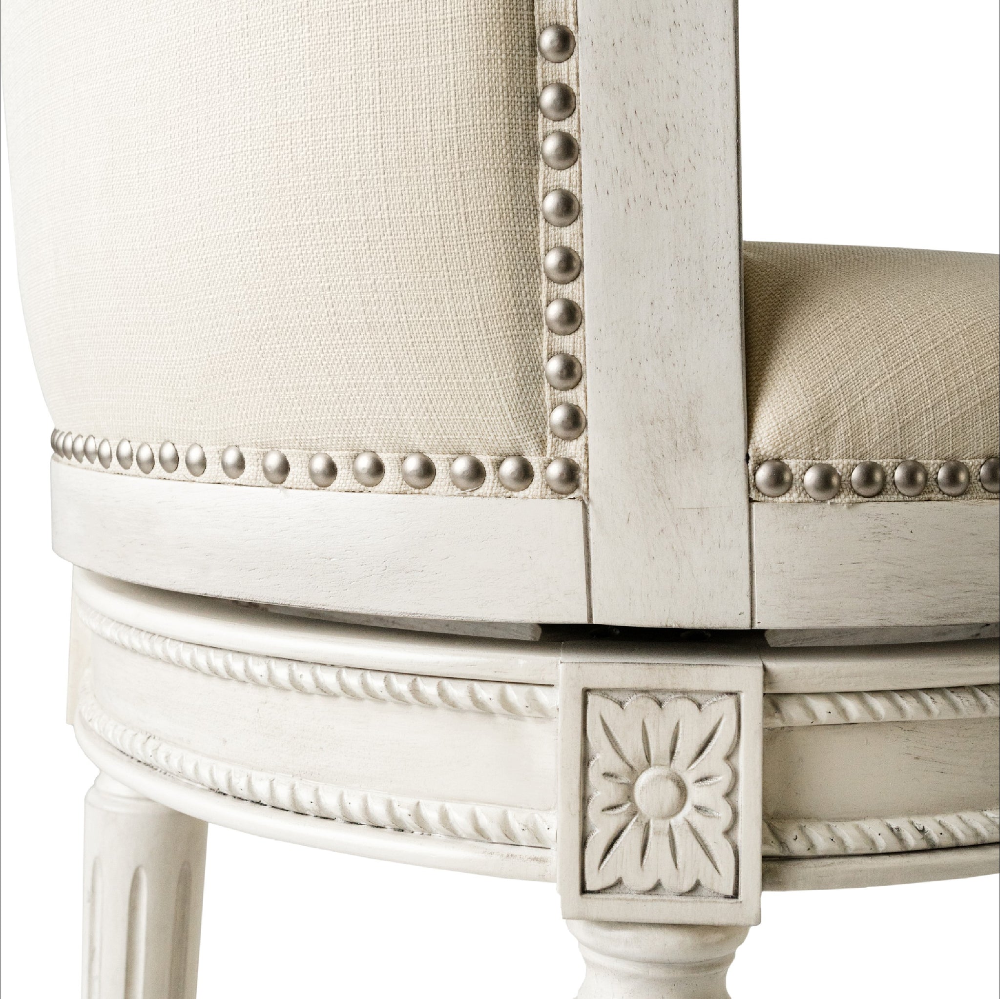 Pullman Bar Stool in Cream Finish and Cream Fabric in Stools by Maven Lane