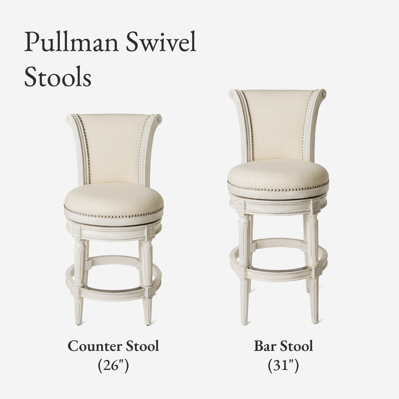 Pullman Counter Stool in Cream Finish and Cream Fabric Upholstery in Stools by Maven Lane