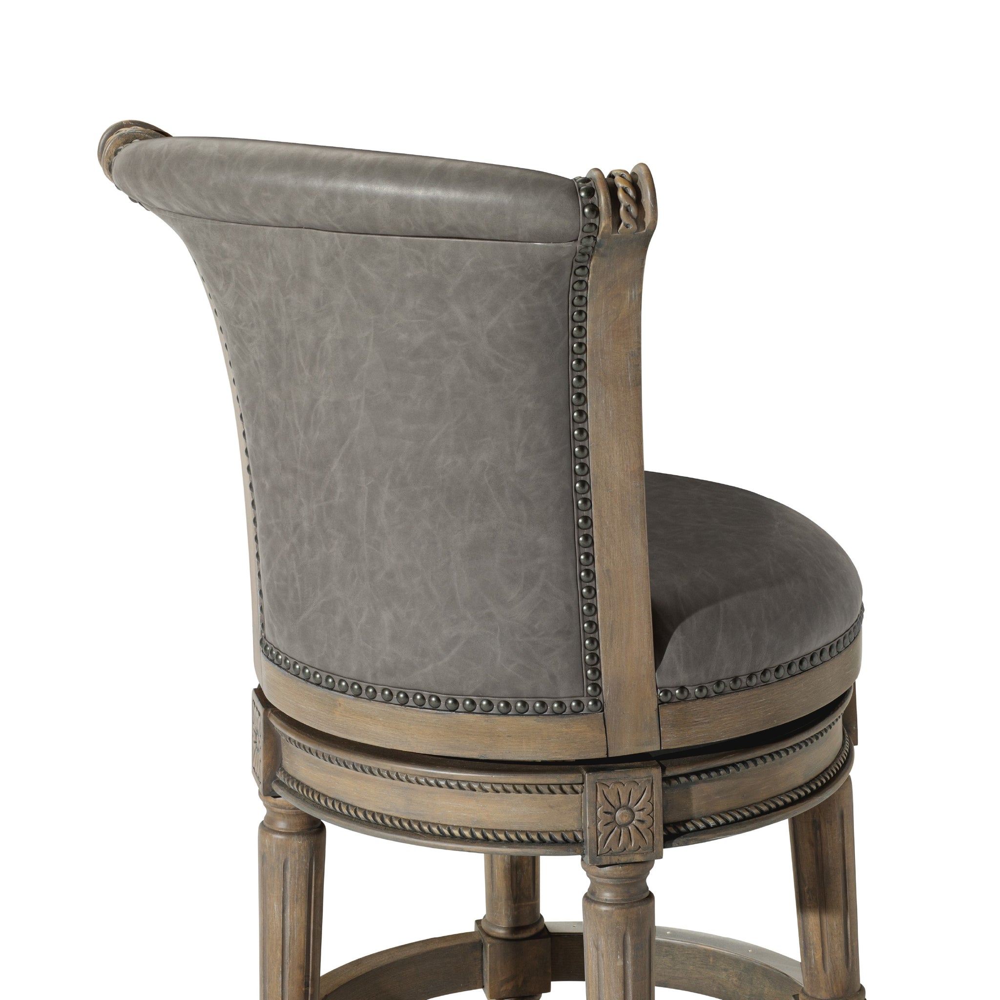 Pullman Counter Stool in Grey Finish with Grey Faux Leather in Stools by Maven Lane
