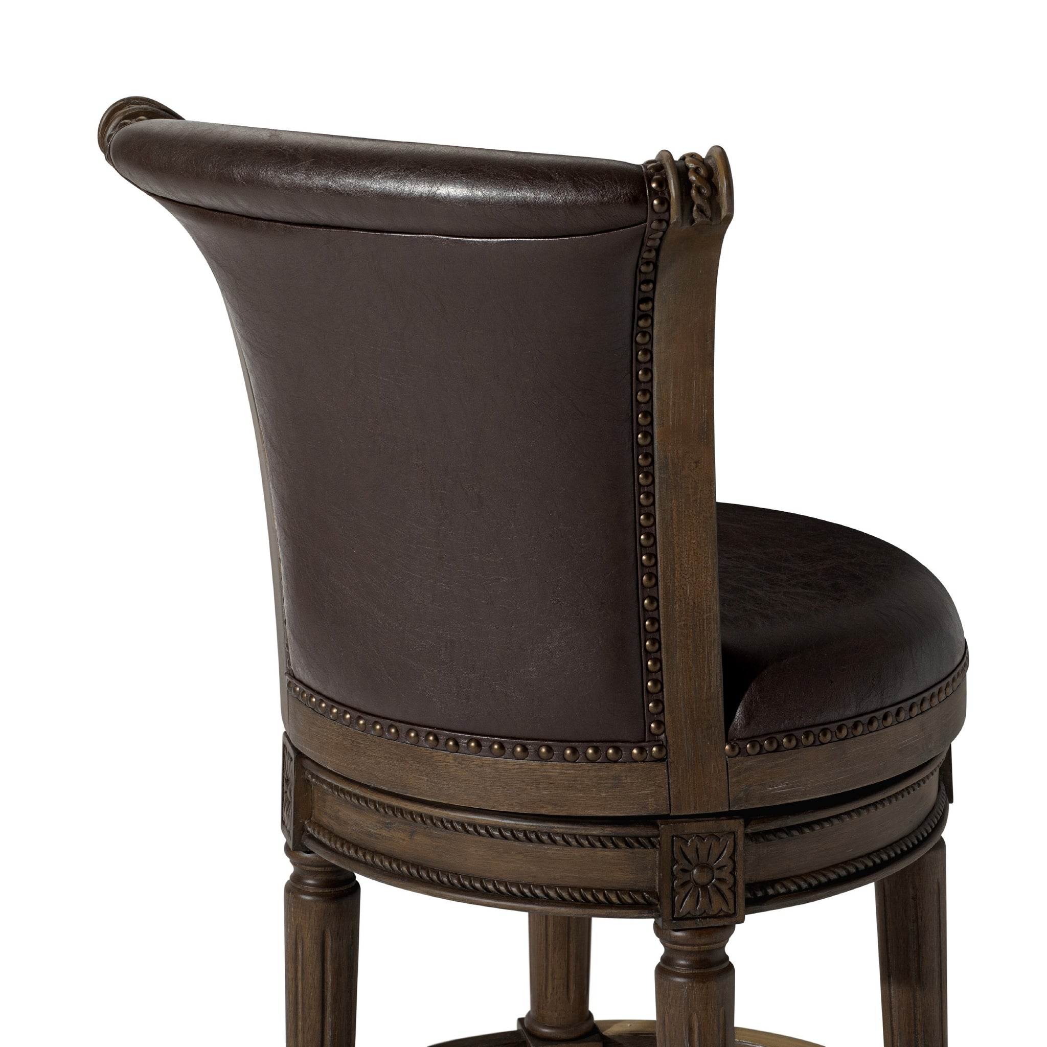 Pullman Bar Stool in Brown Finish with Brown Faux Leather in Stools by Maven Lane