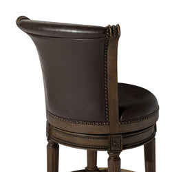 Pullman Bar Stool in Brown Finish with Brown Faux Leather in Stools by Maven Lane