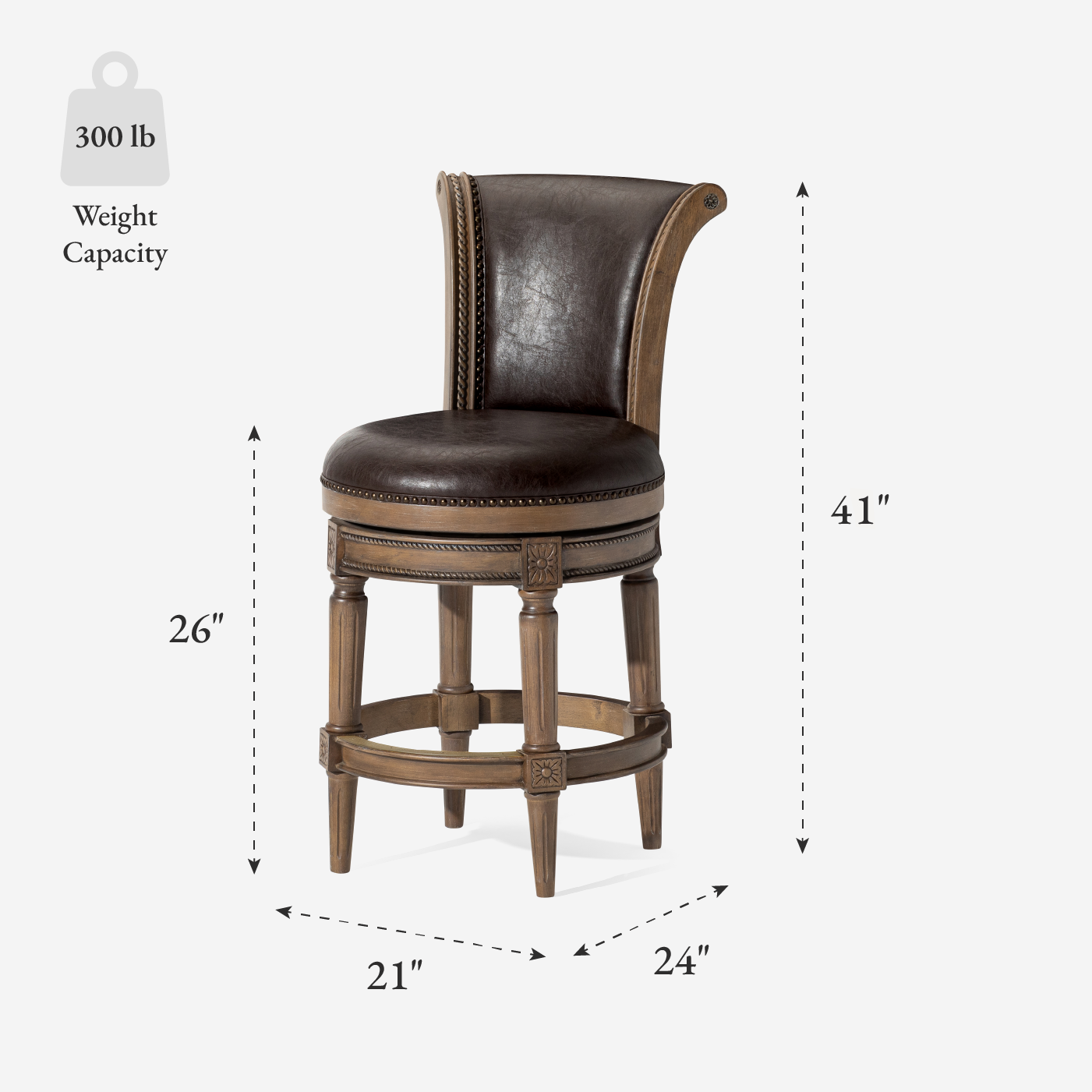 Pullman Counter Stool in Brown Finish with Brown Faux Leather in Stools by Maven Lane