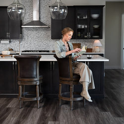 Pullman Counter Stool in Brown Finish with Brown Faux Leather in Stools by Maven Lane