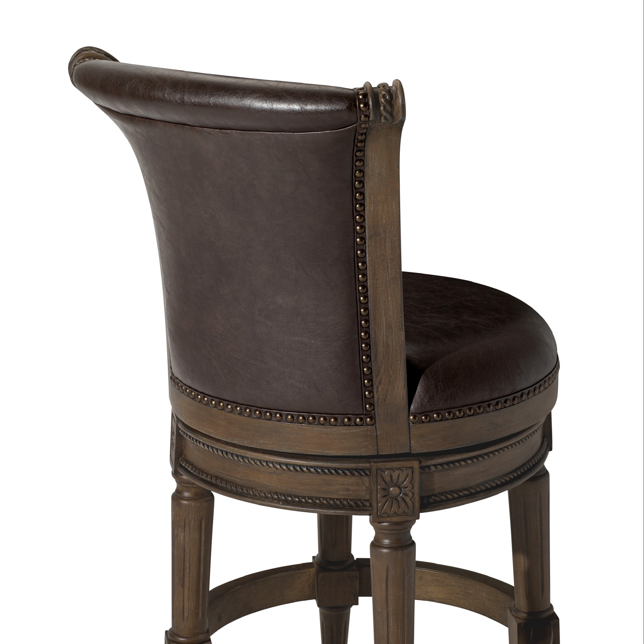 Pullman Counter Stool in Brown Finish with Brown Faux Leather in Stools by Maven Lane