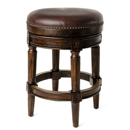 Pullman Backless Counter Stool in Dark Brown Finish with Brown Faux Leather