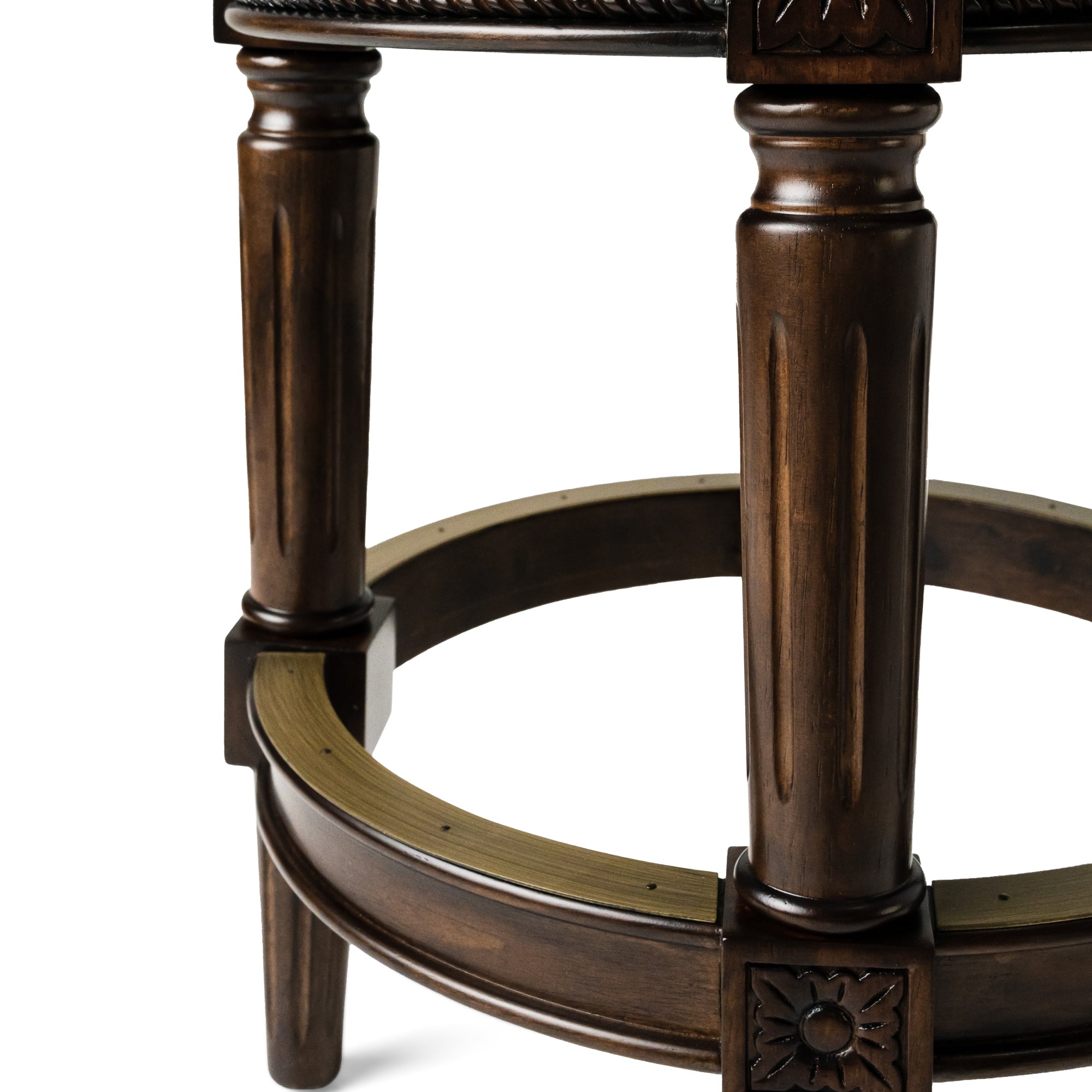 Pullman Backless Counter Stool in Dark Brown Finish with Brown Faux Leather in Stools by Maven Lane