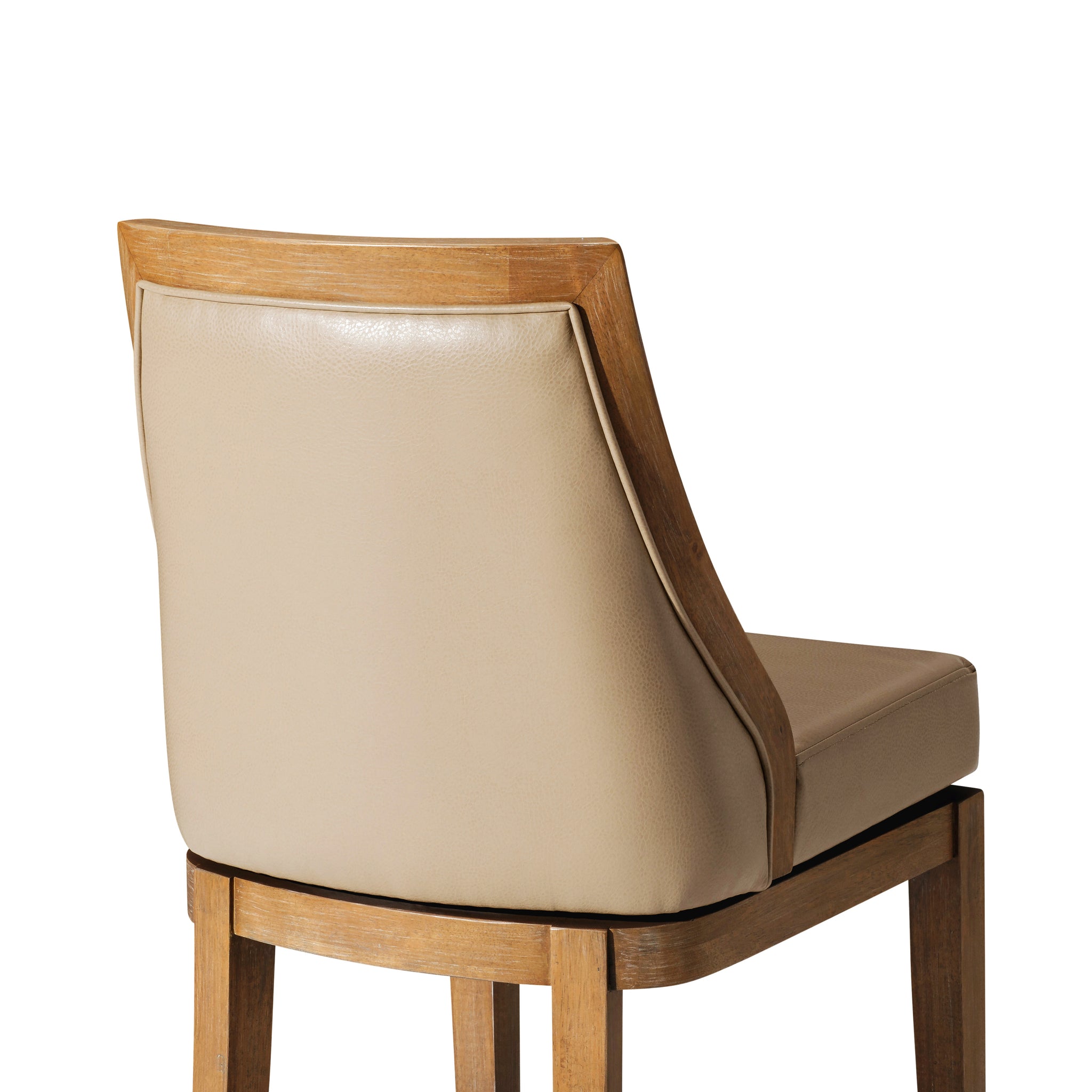 Vienna Swivel Bar Stool in Light Brown Finish with Beige Faux Leather in Stools by Maven Lane