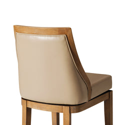 Vienna Swivel Counter Stool in Light Brown Finish with Beige Faux Leather in Stools by Maven Lane
