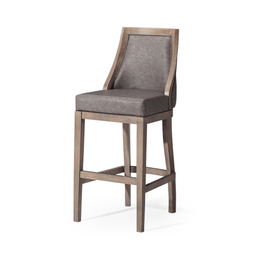 Vienna Swivel Bar Stool in Grey Finish with Grey Faux Leather
