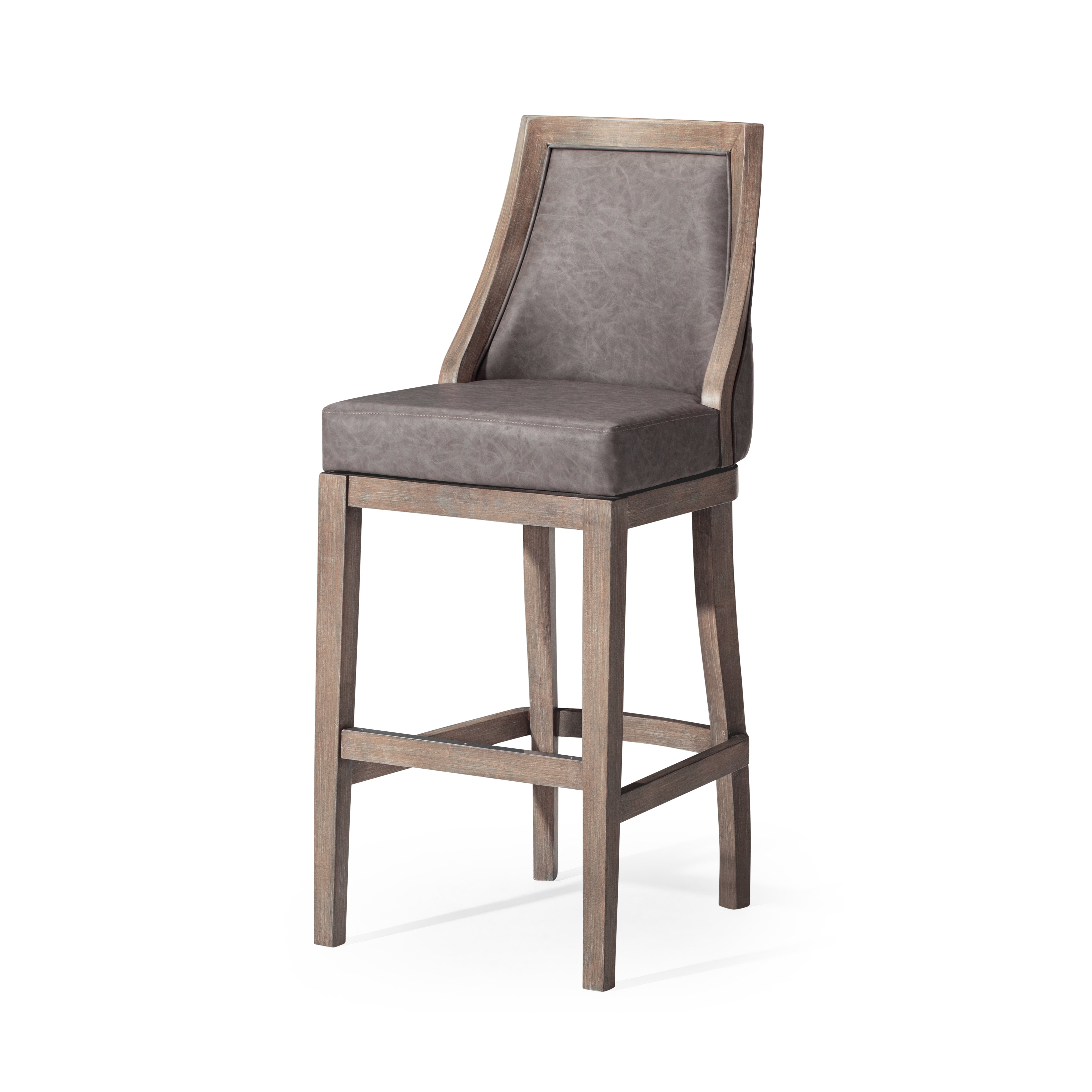 31" Vienna Swivel Bar Stool in Grey Finish with Grey Faux Leather in Stools by Maven Lane