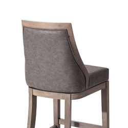 Vienna Swivel Bar Stool in Grey Finish with Grey Faux Leather in Stools by Maven Lane