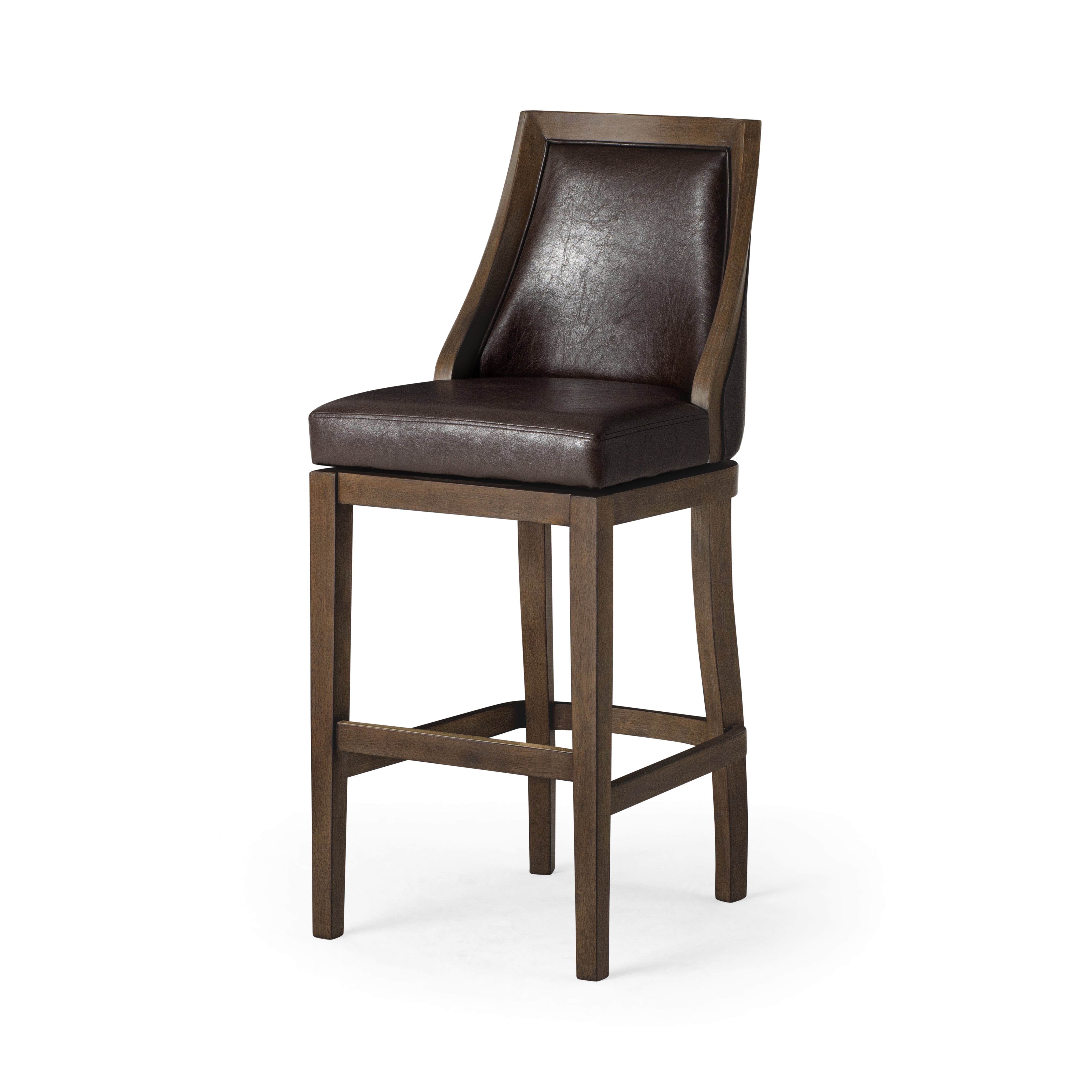31" Vienna Bar Stool in Walnut Finish with Marksman Saddle Vegan Leather in Stools by Maven Lane