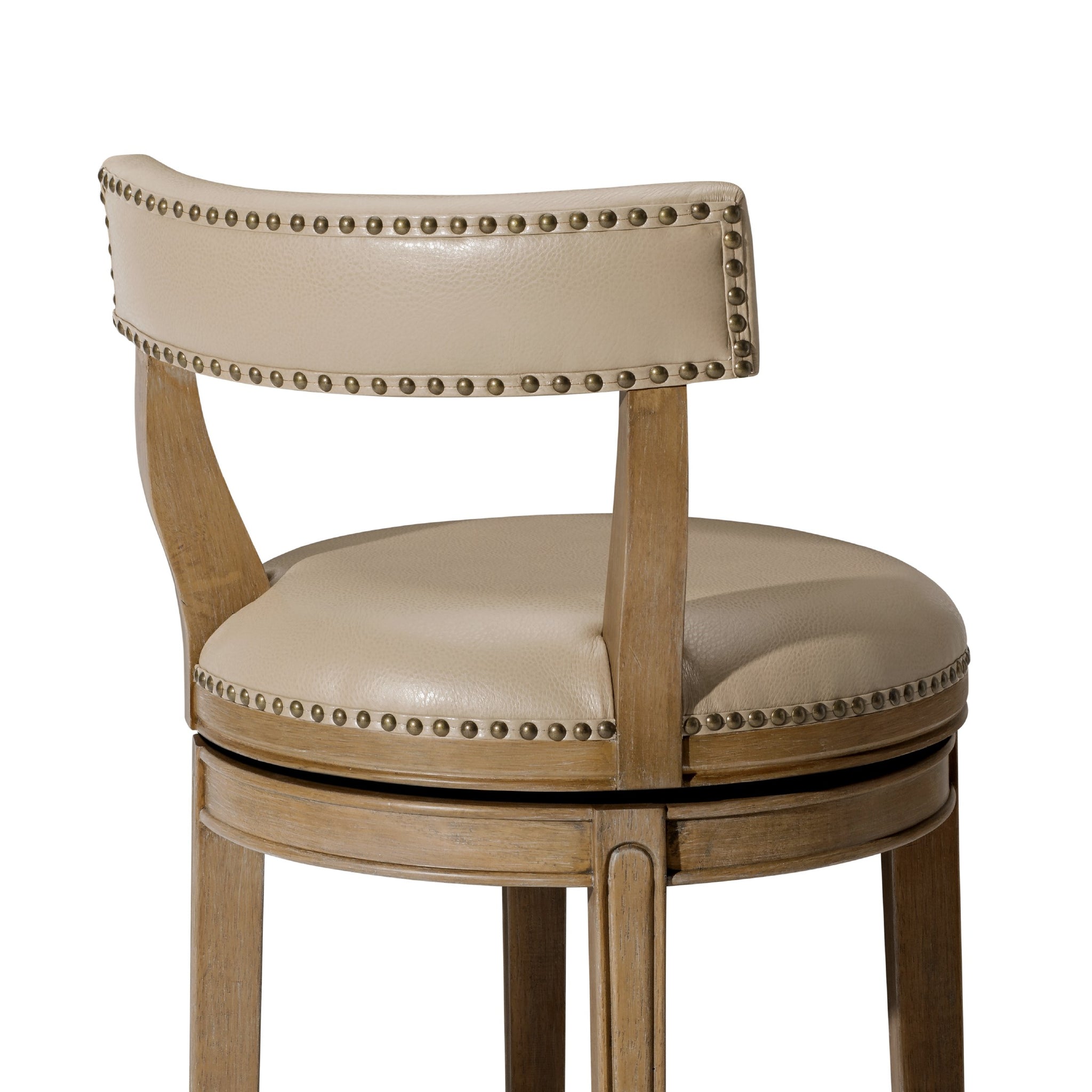 Alexander Counter Stool in Light Brown Finish with Beige Faux Leather Upholstery in Stools by Maven Lane