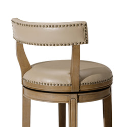 Alexander Counter Stool in Light Brown Finish with Beige Faux Leather Upholstery in Stools by Maven Lane