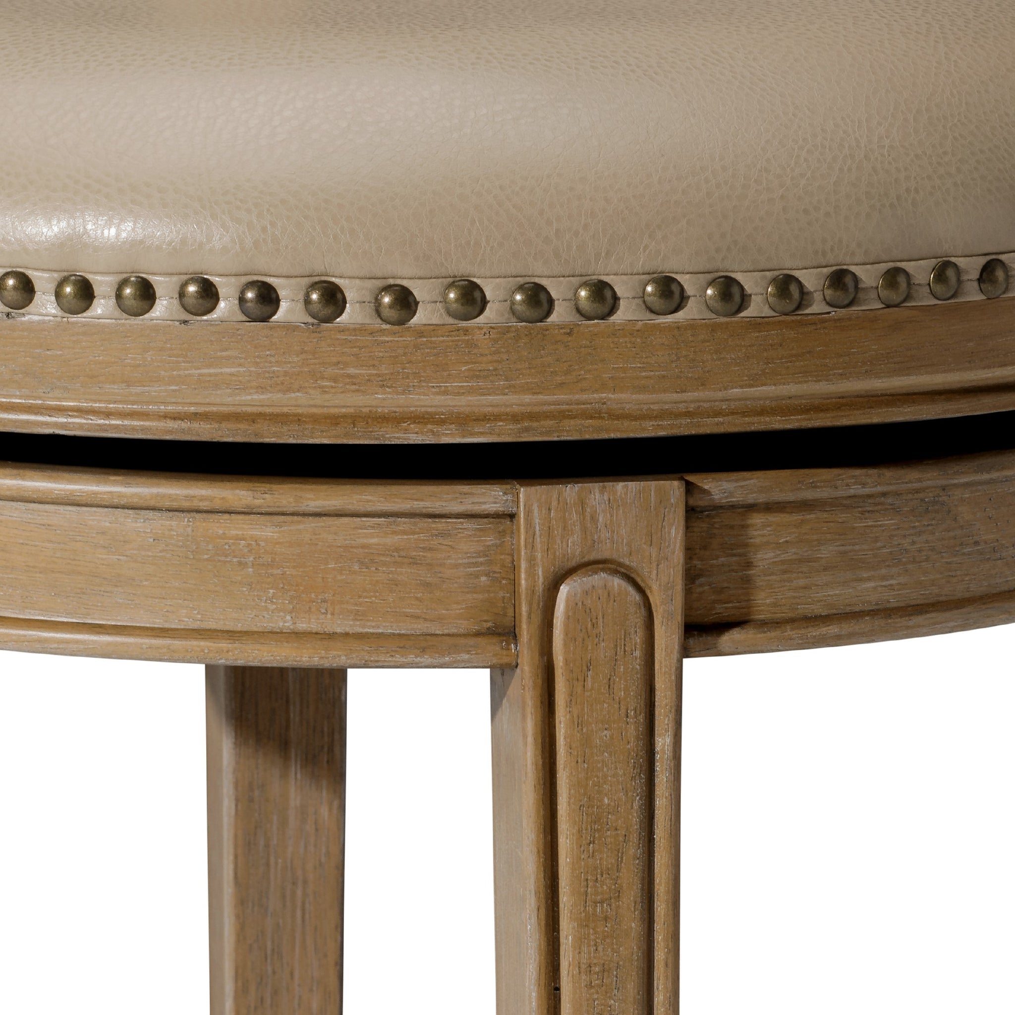 Alexander Counter Stool in Light Brown Finish with Beige Faux Leather Upholstery in Stools by Maven Lane