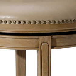 Alexander Counter Stool in Light Brown Finish with Beige Faux Leather Upholstery in Stools by Maven Lane