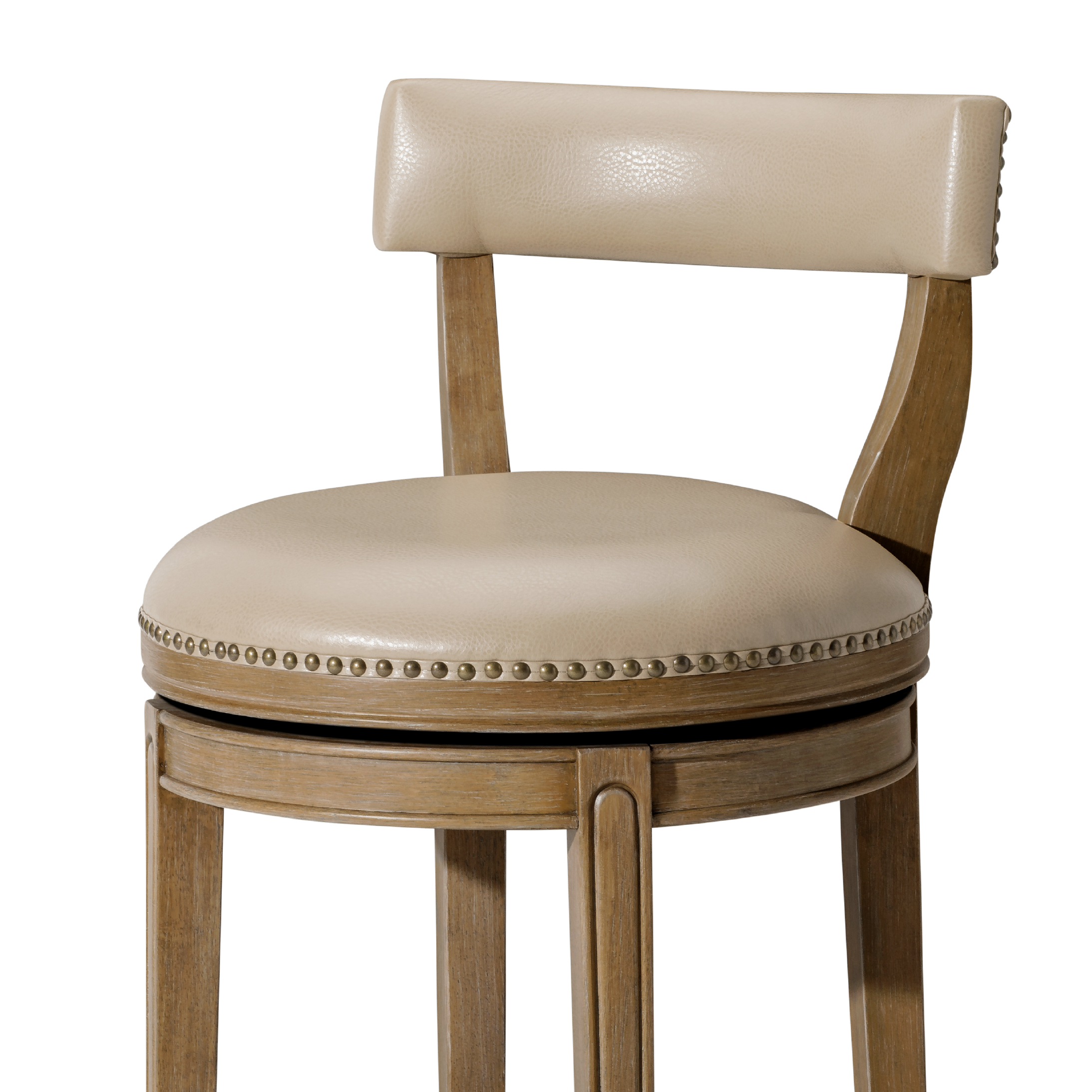 31" Alexander Bar Stool in Brown Finish with Beige Faux Leather Upholstery in Stools by Maven Lane