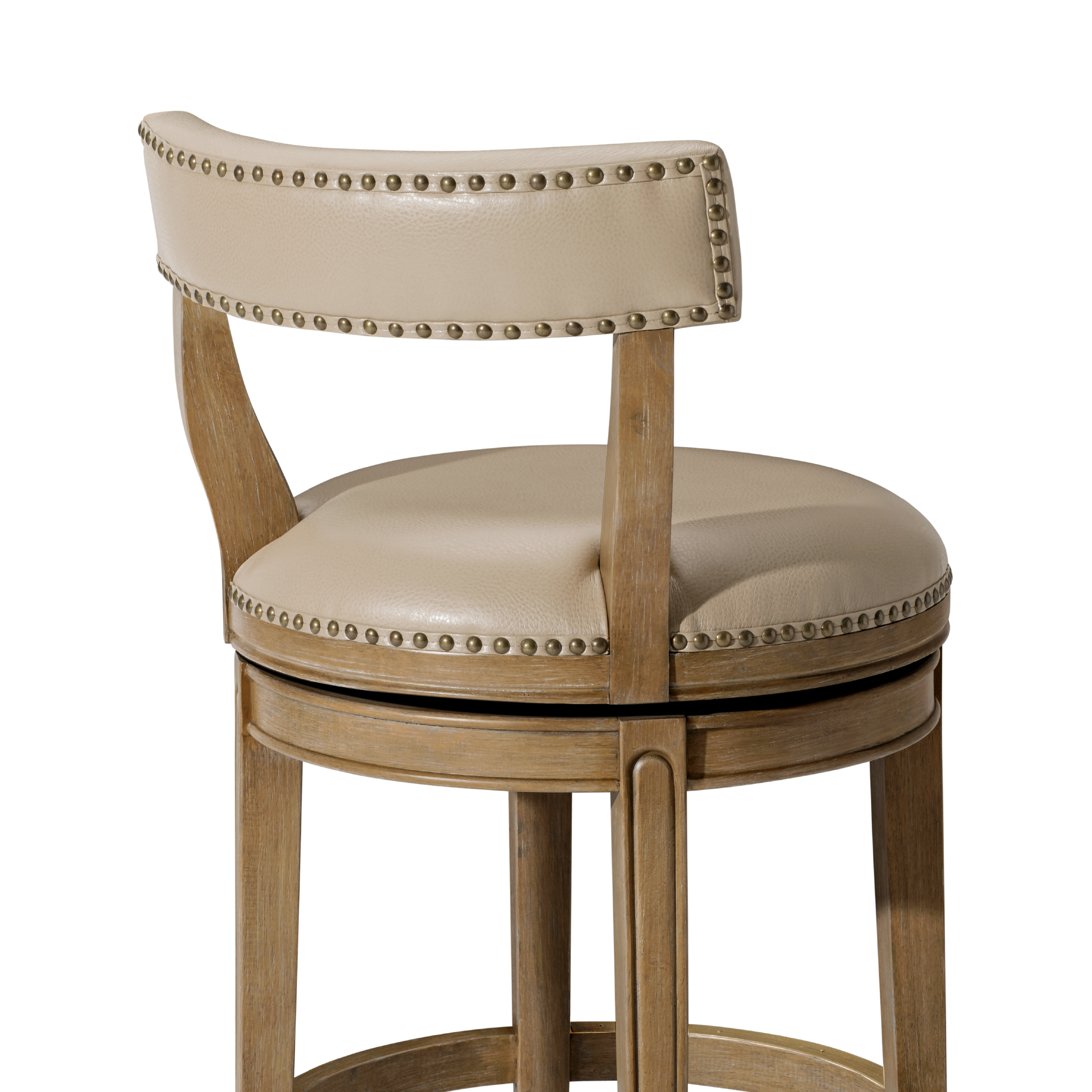 31" Alexander Bar Stool in Brown Finish with Beige Faux Leather Upholstery in Stools by Maven Lane