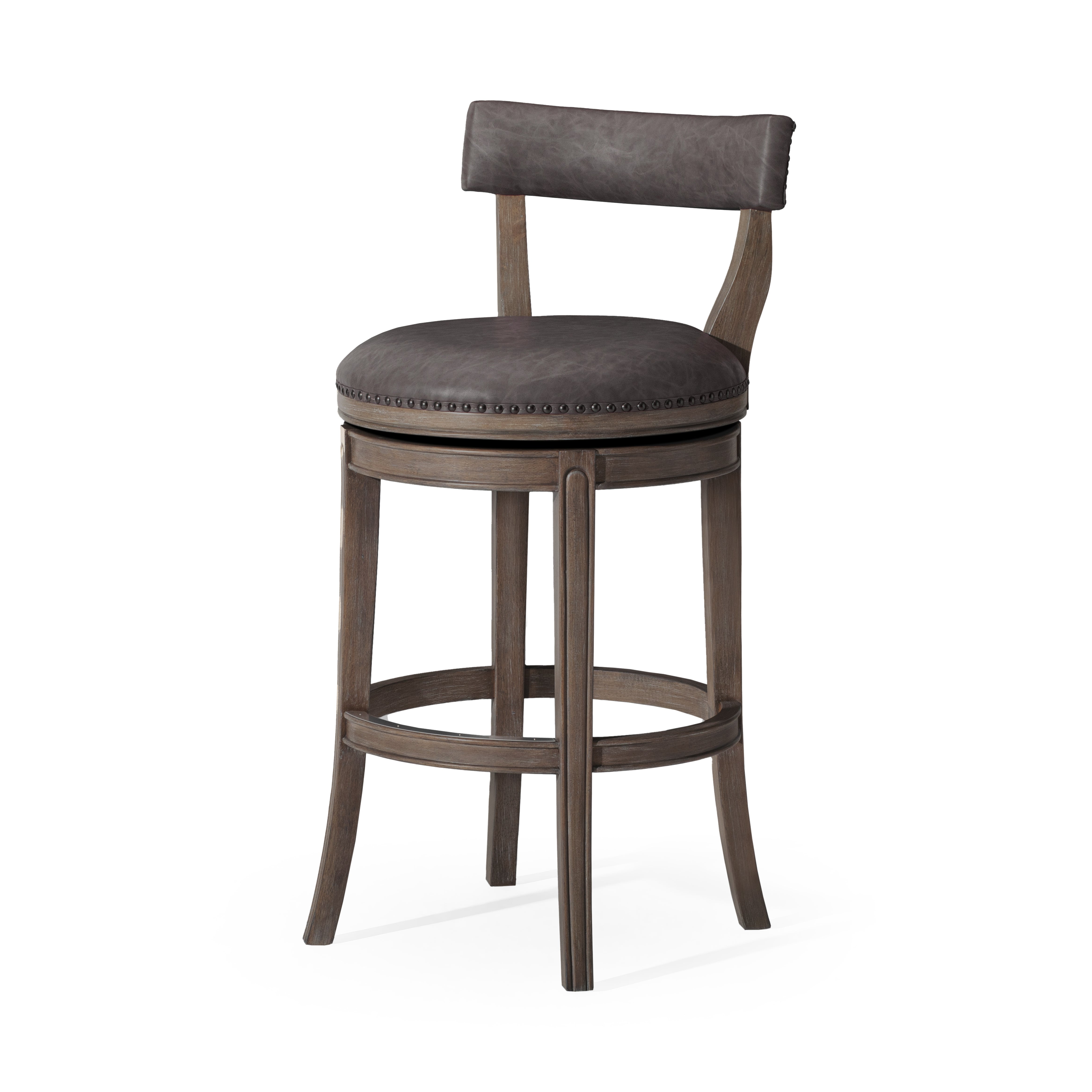 30" Alexander Bar Stool in Reclaimed Oak Finish with Ronan Stone Vegan Leather