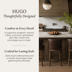 Hugo Counter Stool in Brown Finish with Dark Brown Faux Leather Upholstery in Stools by Maven Lane