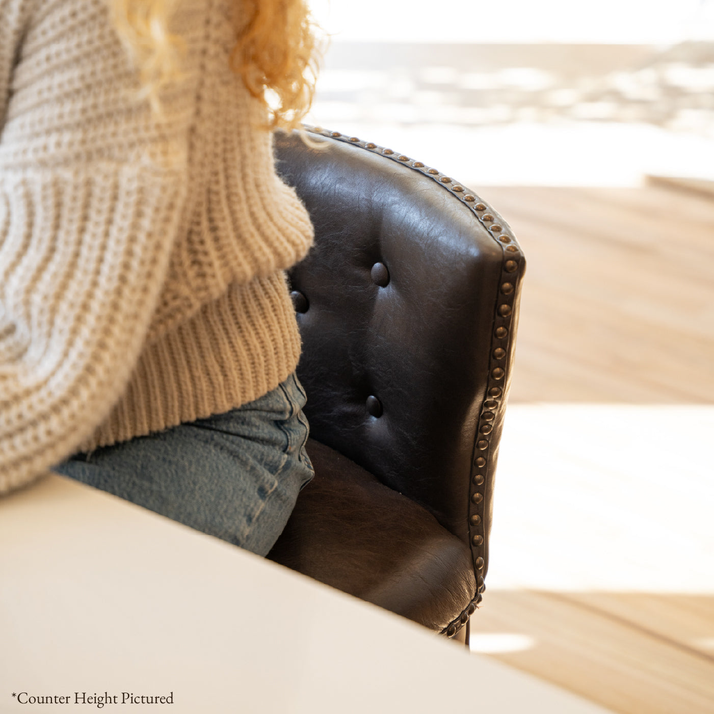 31" Hugo Bar Stool in Brown Finish with Dark Brown Faux Leather Upholstery in Maven Lane by Maven Lane