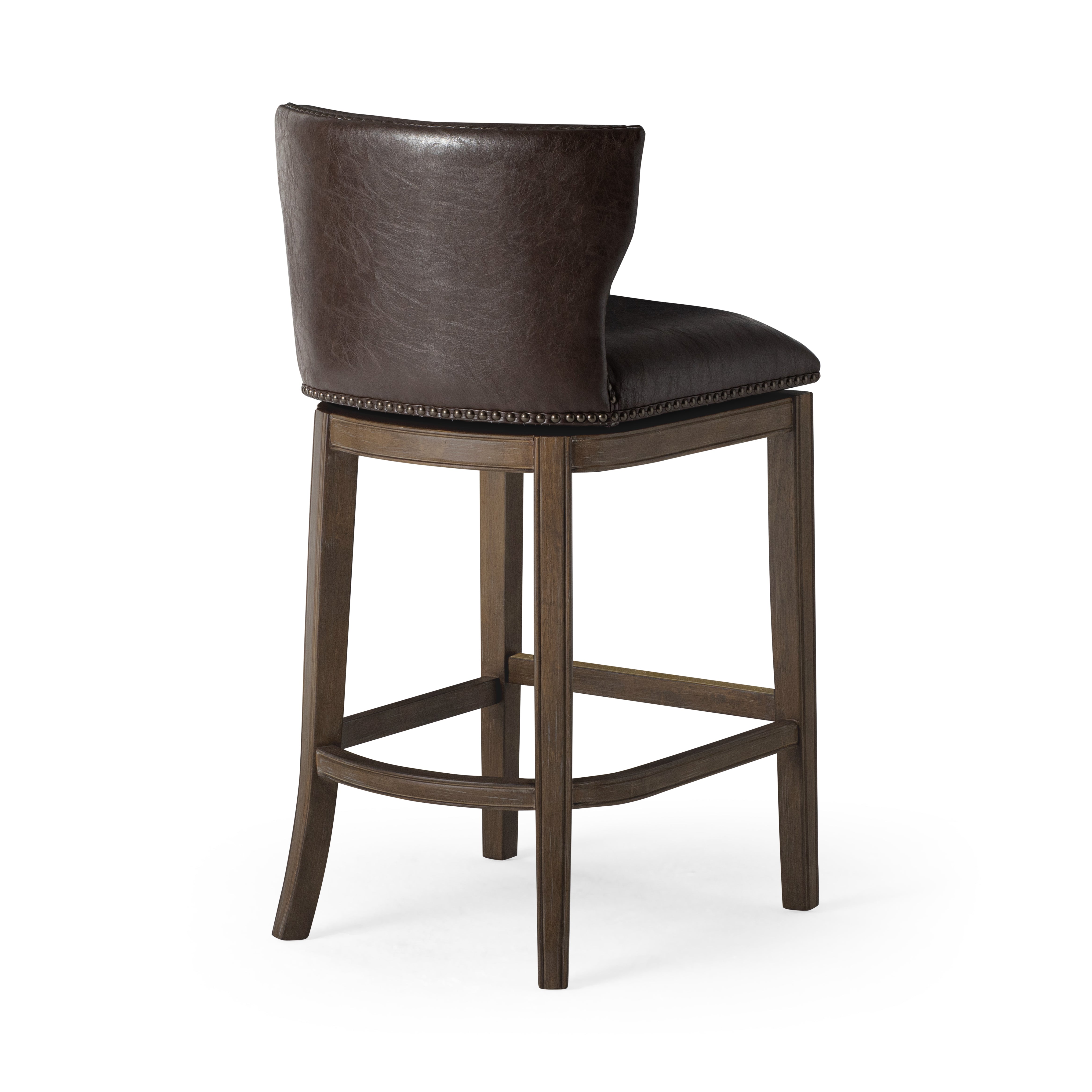 31" Hugo Bar Stool in Brown Finish with Dark Brown Faux Leather Upholstery in Maven Lane by Maven Lane
