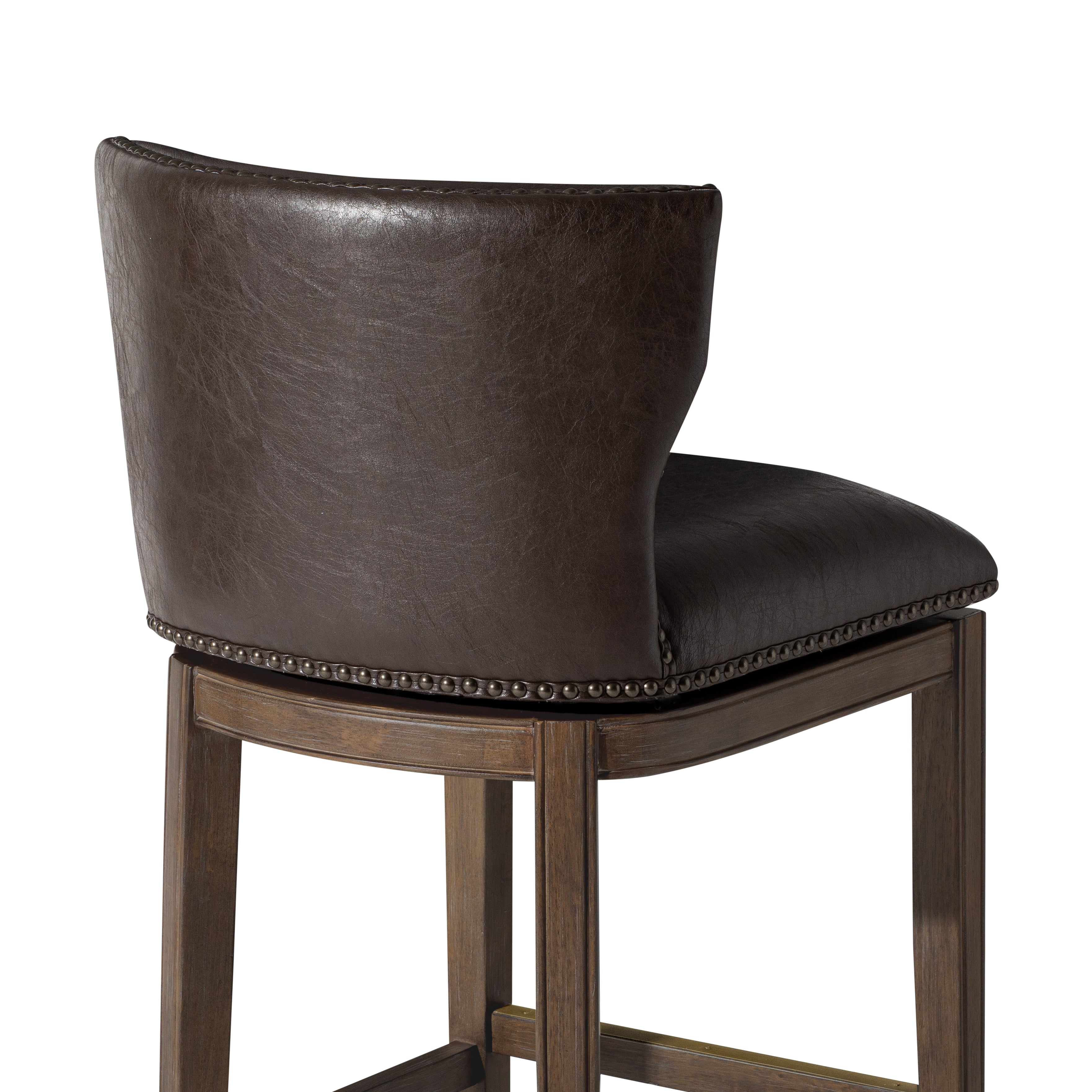 31" Hugo Bar Stool in Brown Finish with Dark Brown Faux Leather Upholstery in Maven Lane by Maven Lane