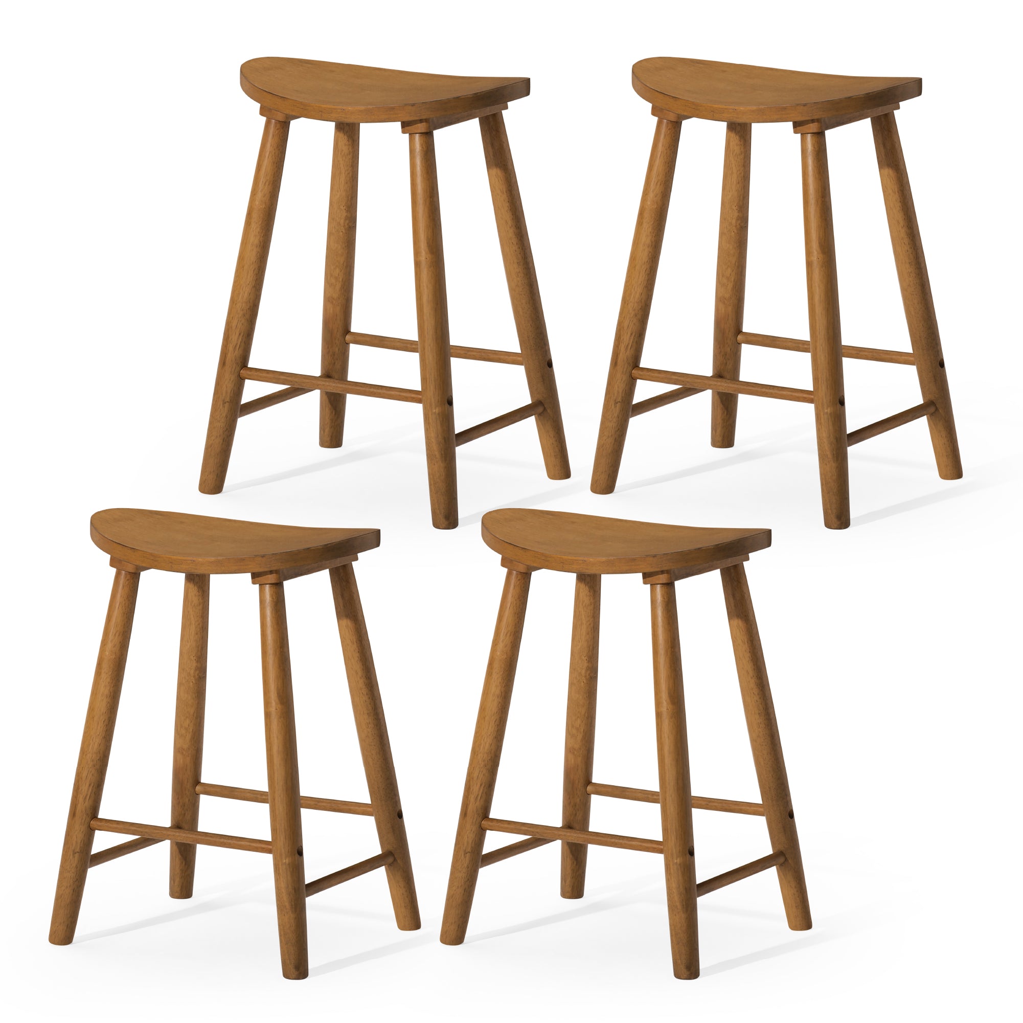 25" Luna Counter Stool in Light Brown Finish (Set of 4) in Stools by Maven Lane
