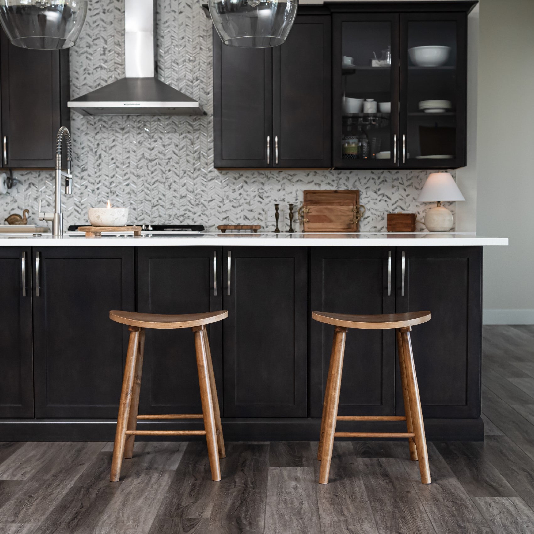 25" Luna Counter Stool in Light Brown Finish in Stools by Maven Lane