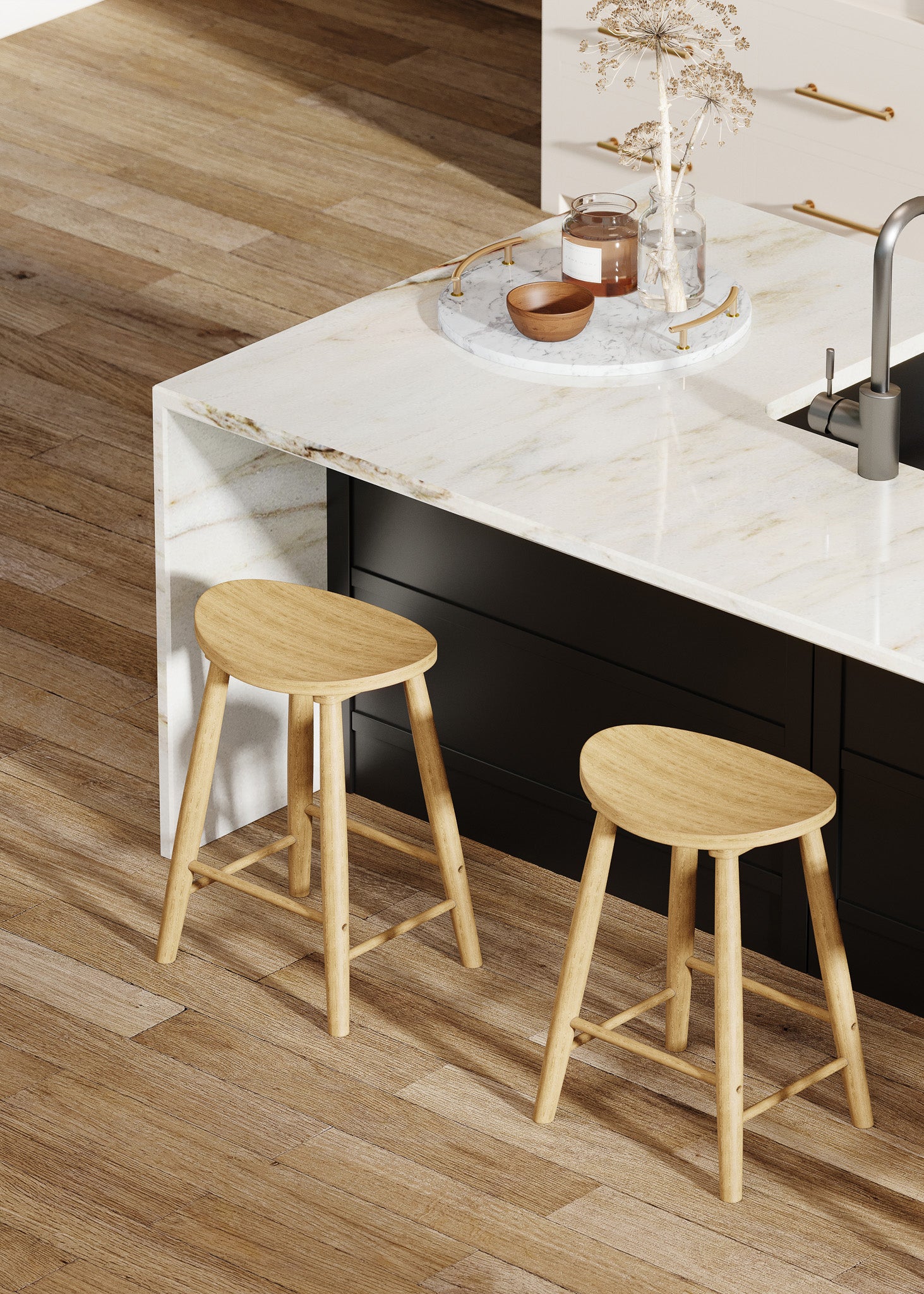 Luna Counter Stool in Rustic Natural Wood Finish in Stools by Maven Lane