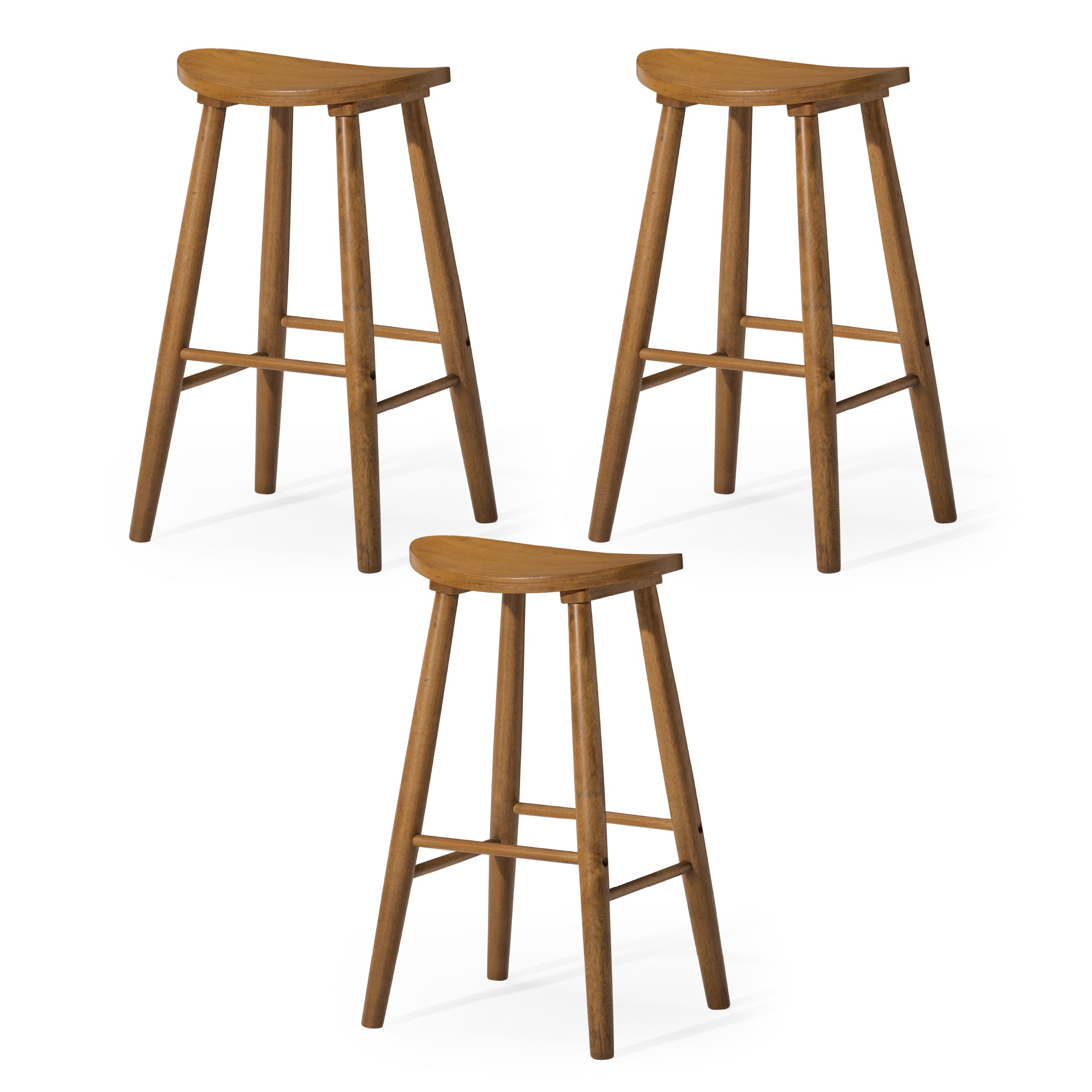 30" Luna Bar Stool in Light Brown Finish (Set of 3) in Stools by Maven Lane