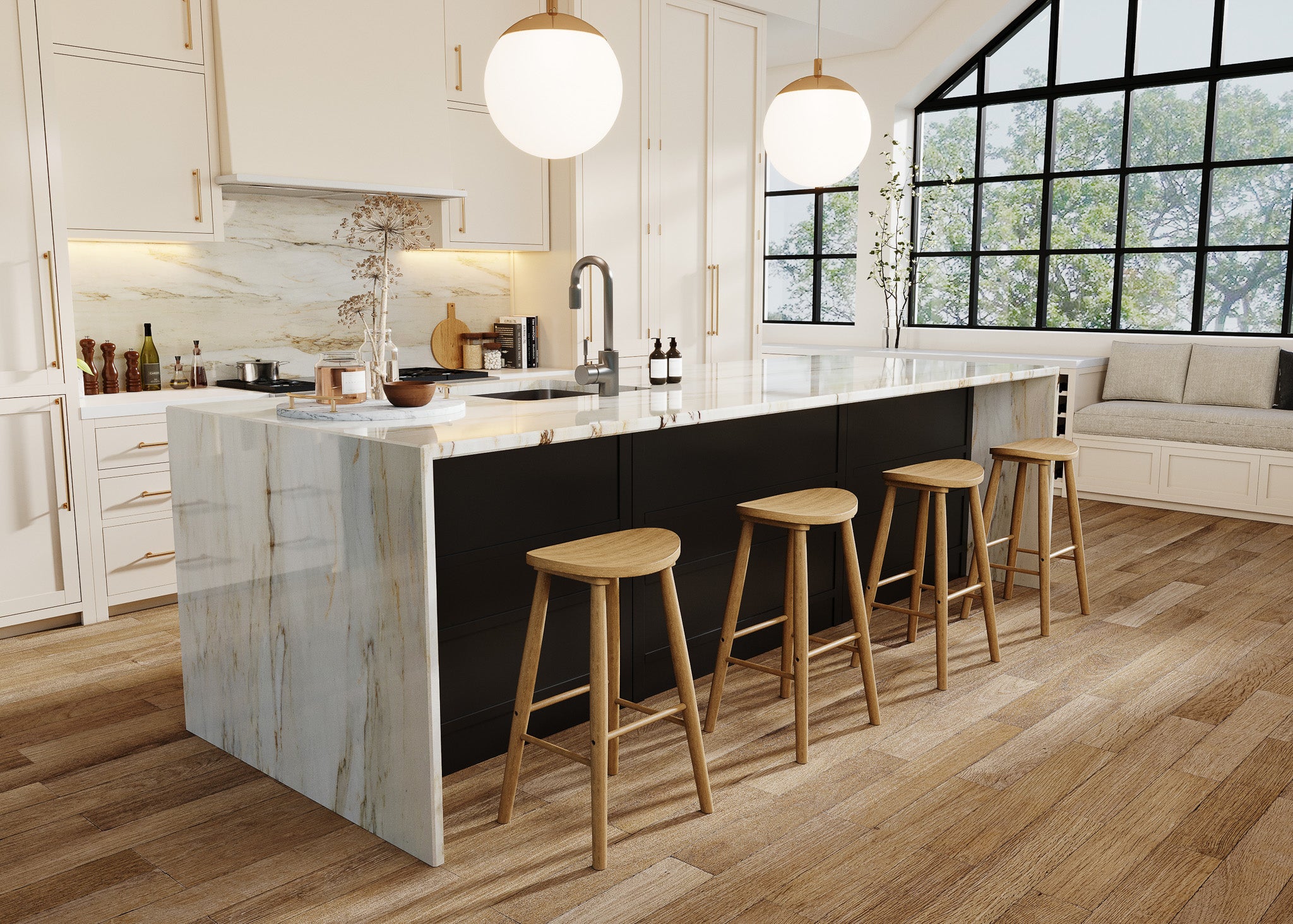 Luna Bar Stool in Rustic Natural Wood Finish in Stools by Maven Lane