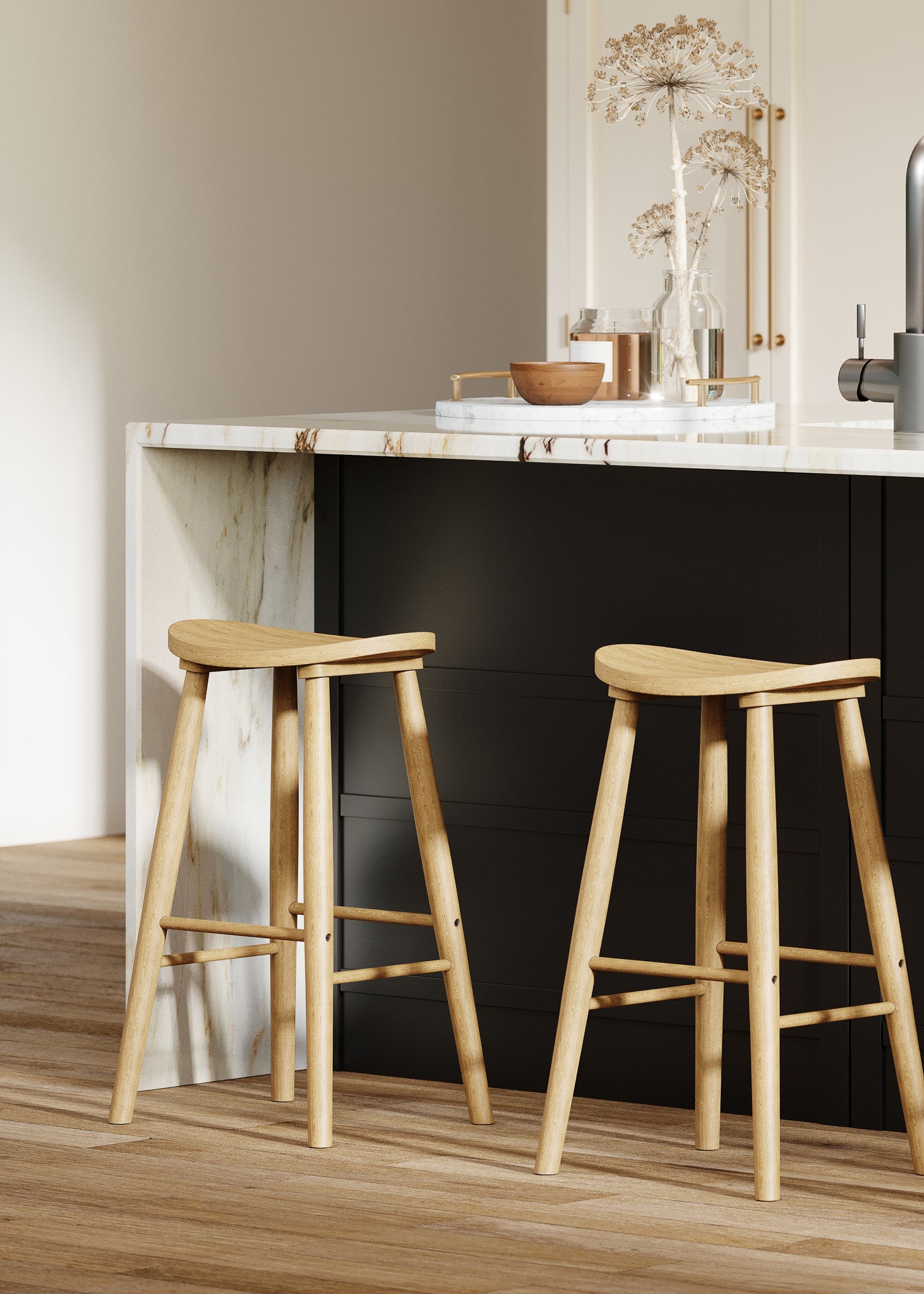 Luna Bar Stool in Rustic Natural Wood Finish in Stools by Maven Lane