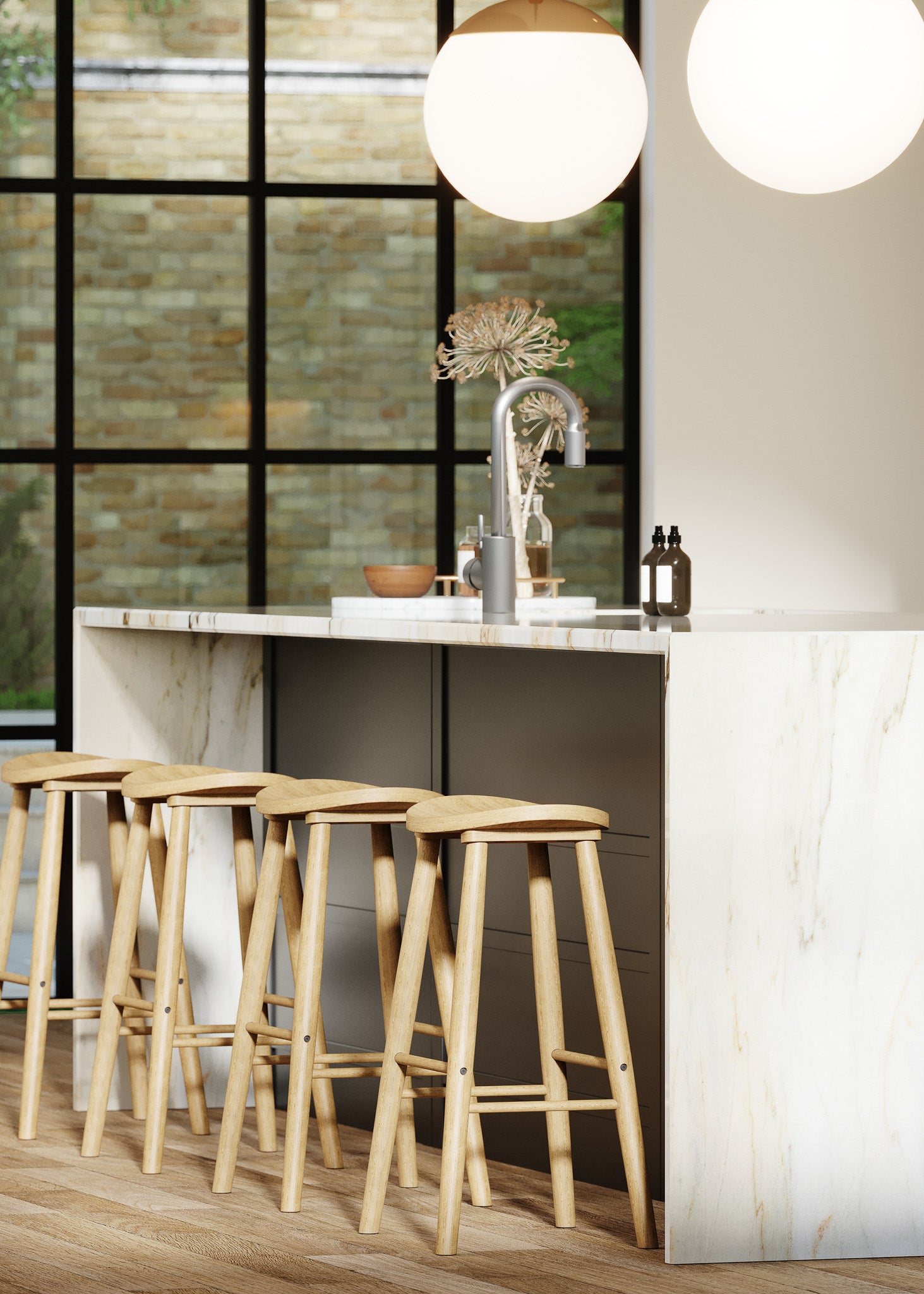 Luna Bar Stool in Rustic Natural Wood Finish in Stools by Maven Lane