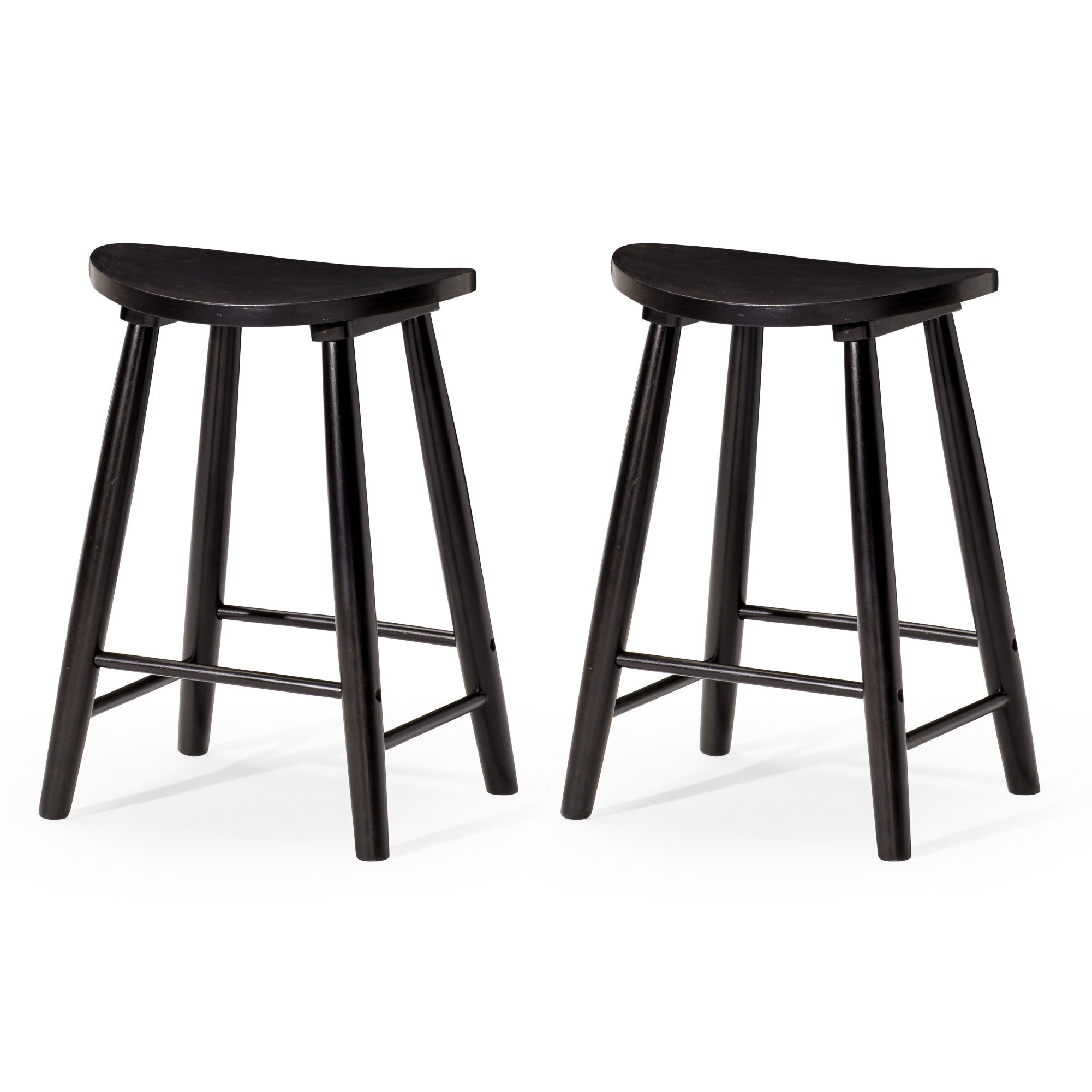 25" Luna Counter Stool in Black Finish (Set of 2) in Stools by Maven Lane