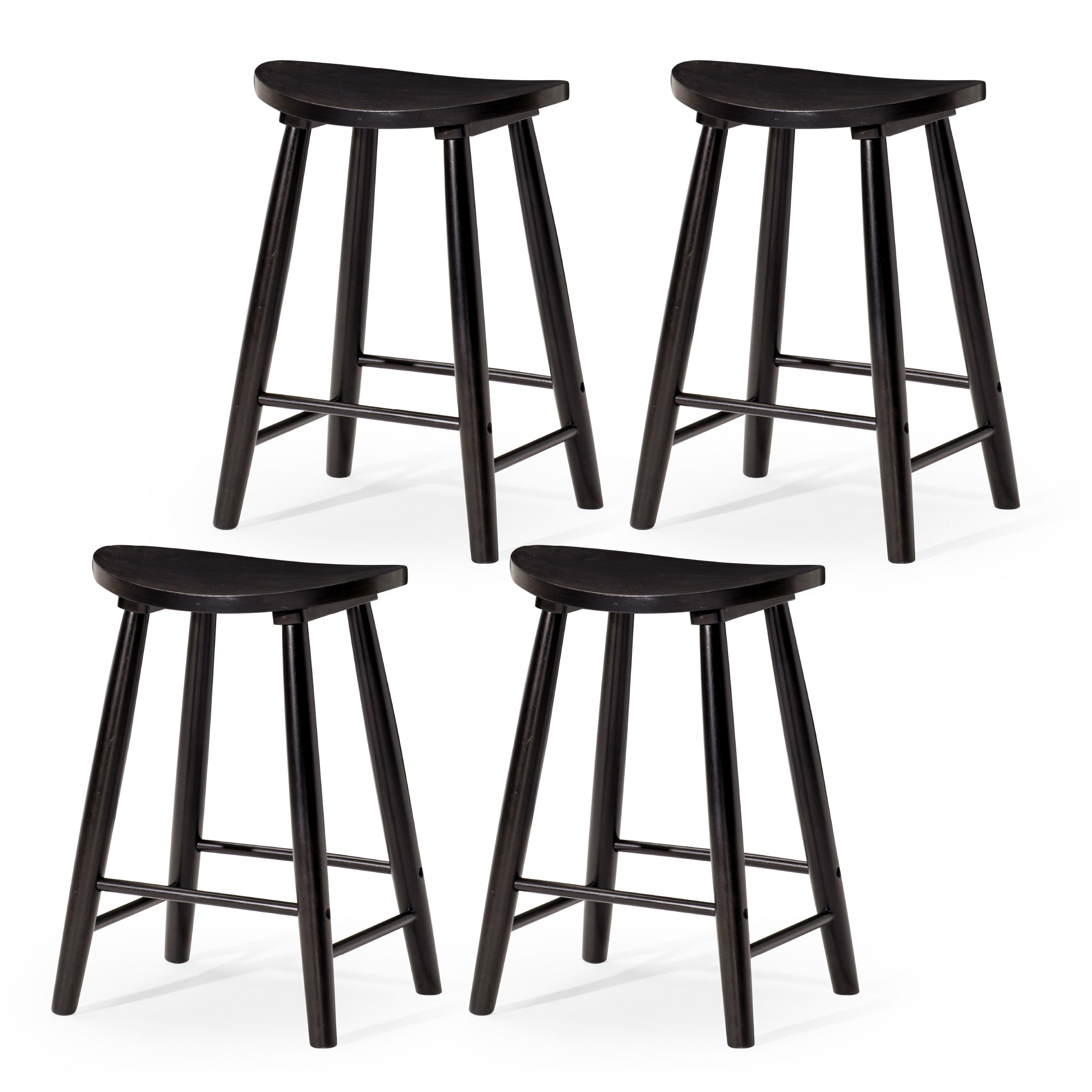 25" Luna Counter Stool in Black Finish (Set of 4) in Stools by Maven Lane