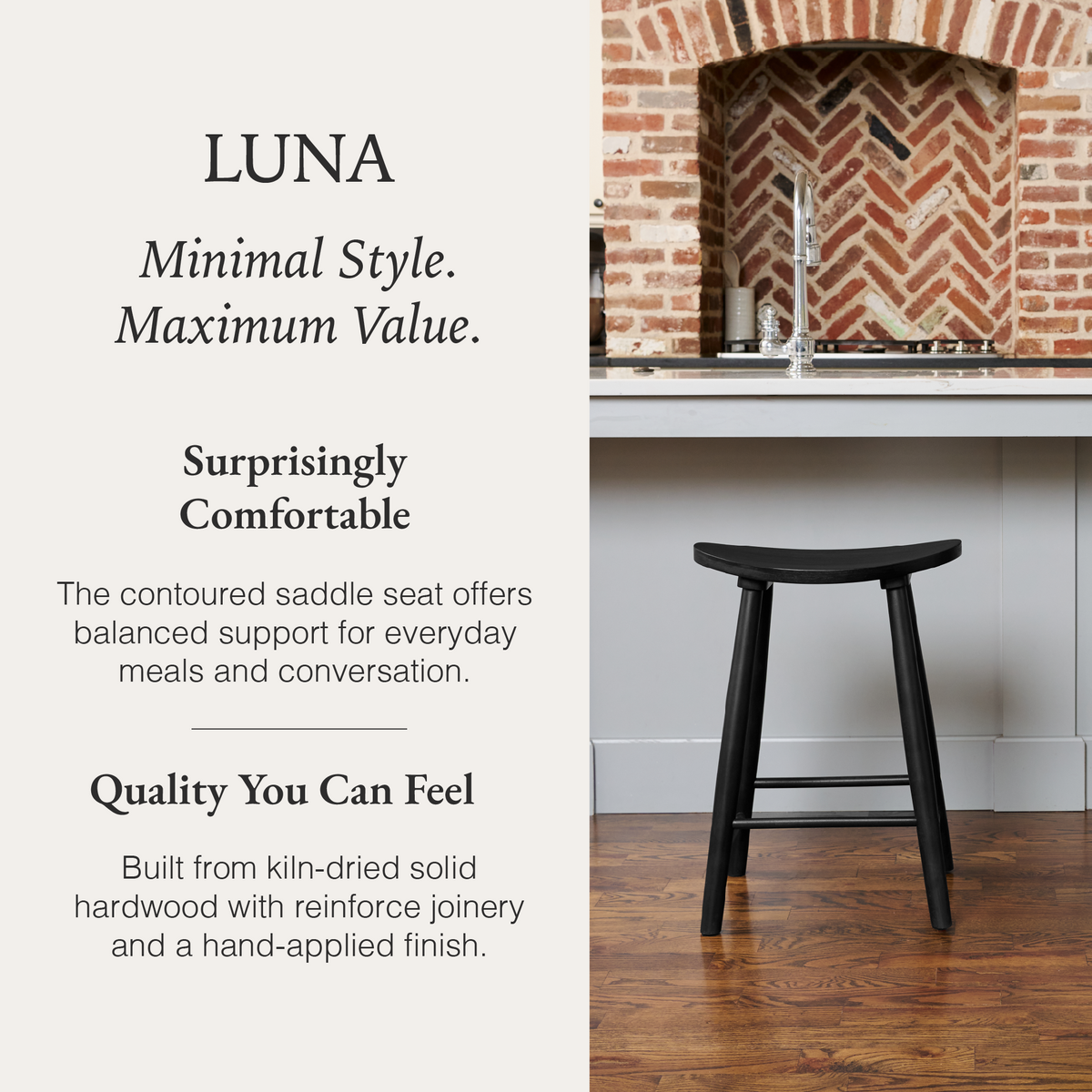 Luna Counter Stool in Black Finish in Stools by Maven Lane