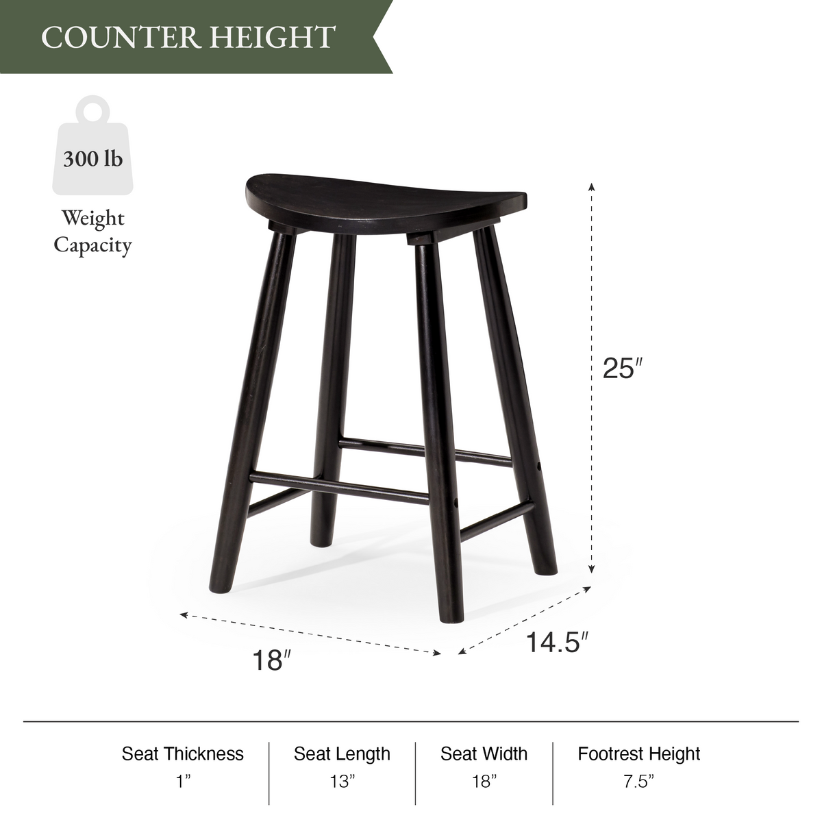 Luna Counter Stool in Black Finish in Stools by Maven Lane
