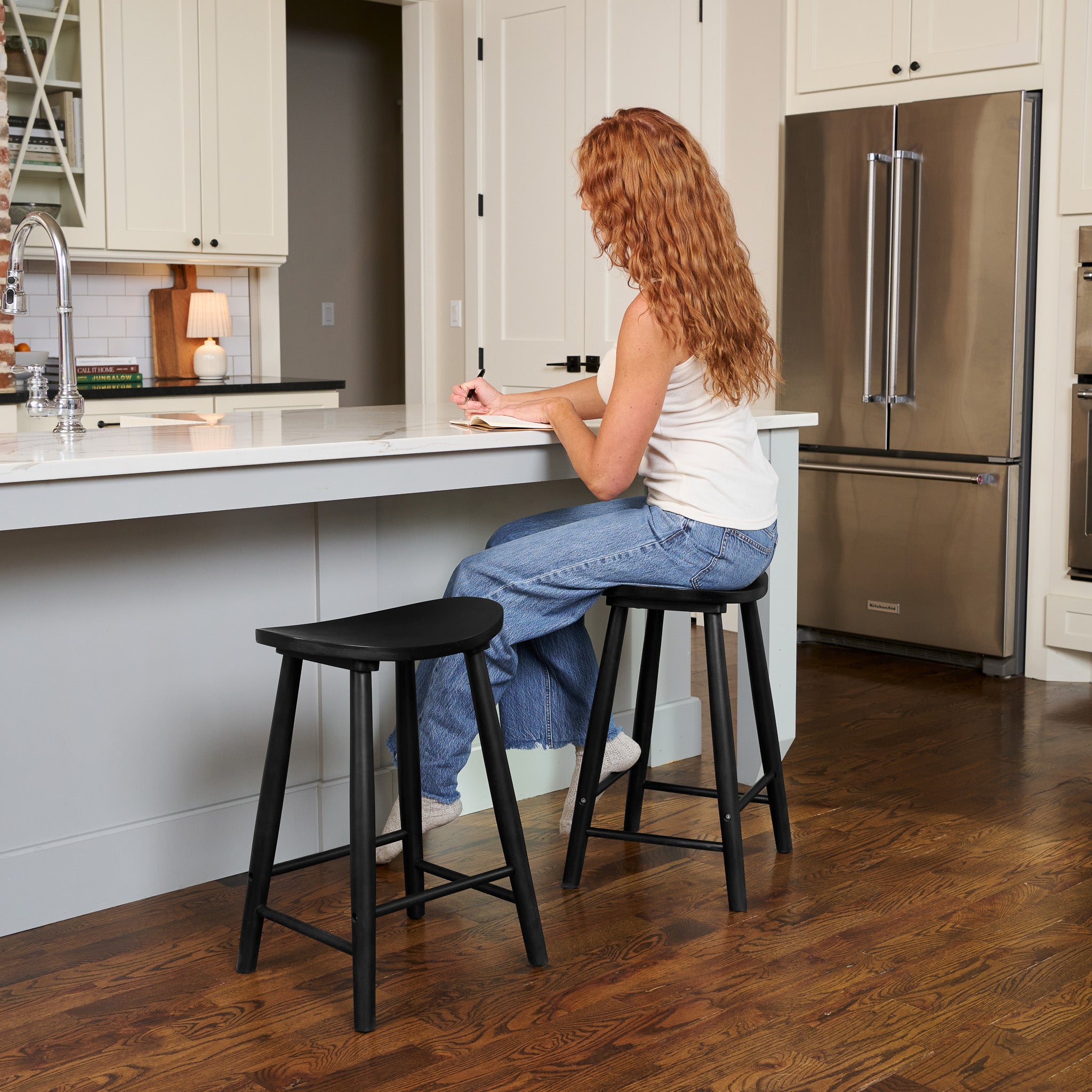25" Luna Counter Stool in Black Finish (Set of 4) in Stools by Maven Lane