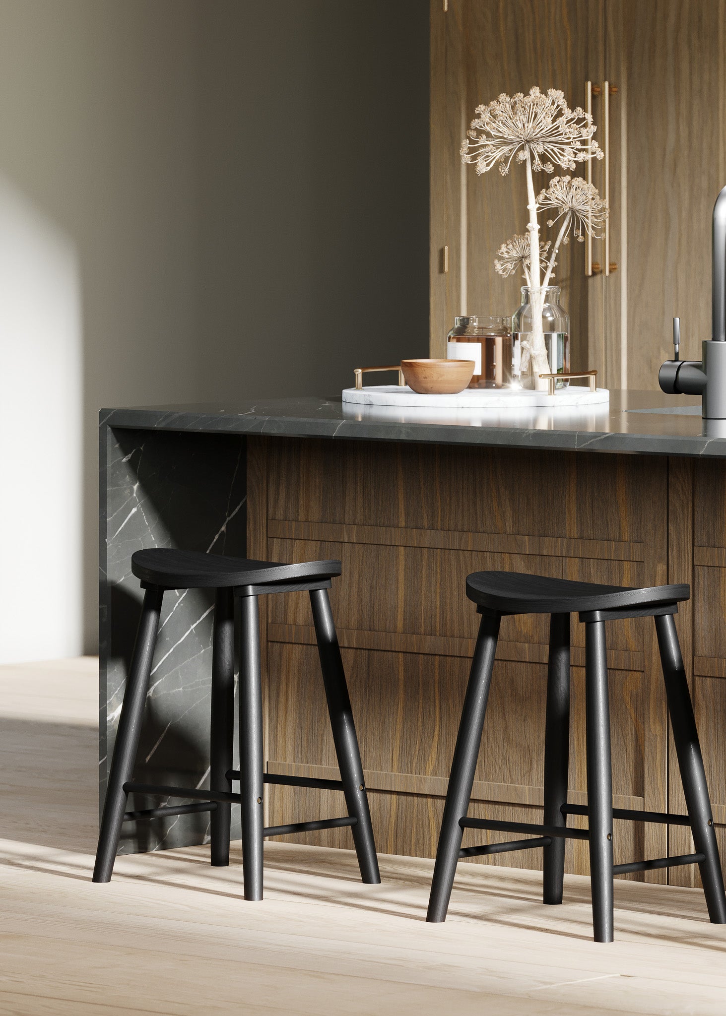 Luna Counter Stool in Rustic Black Wood Finish in Stools by VMI