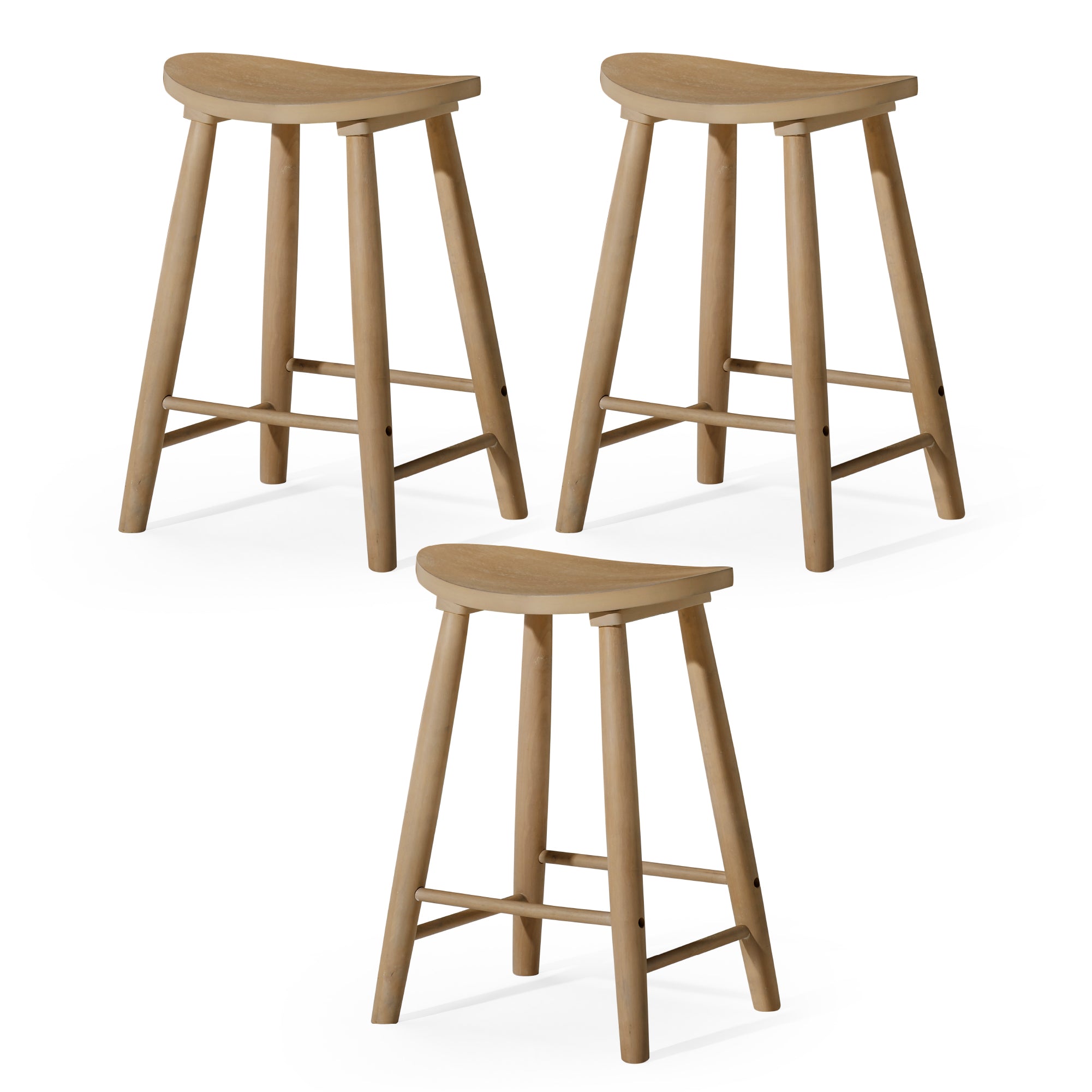 25" Luna Counter Stool in Natural Finish (Set of 3) in Stools by Maven Lane