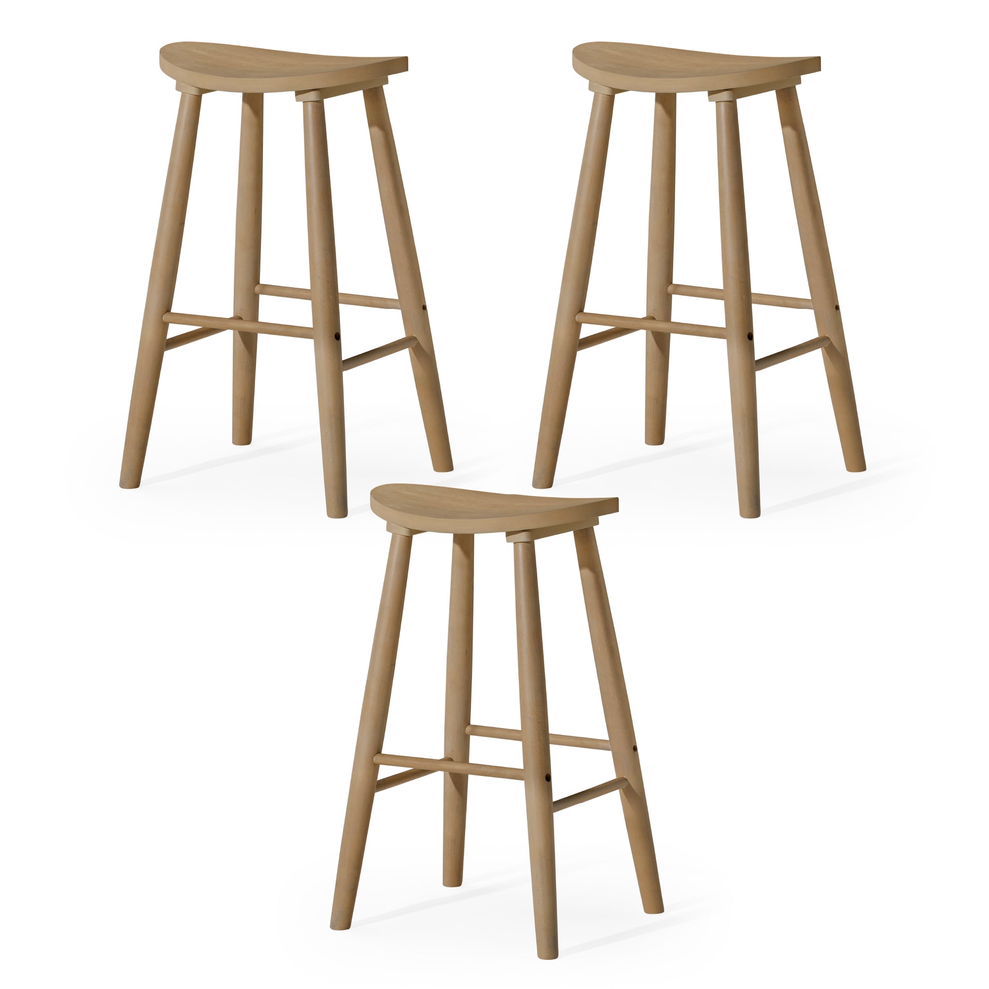 30" Luna Bar Stool in Natural Finish (Set of 3) in Stools by Maven Lane