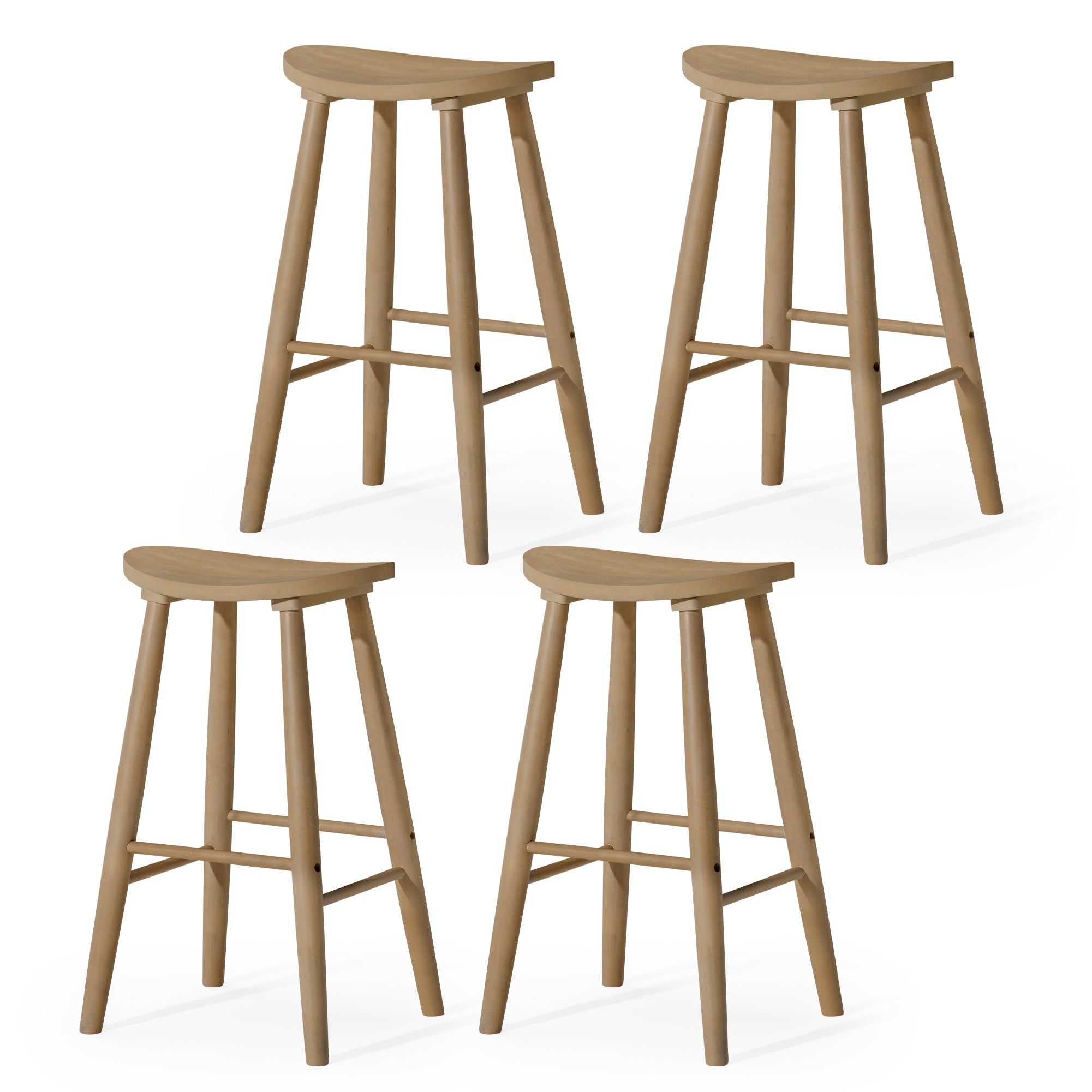 30" Luna Bar Stool in Natural Finish (Set of 4) in Stools by Maven Lane