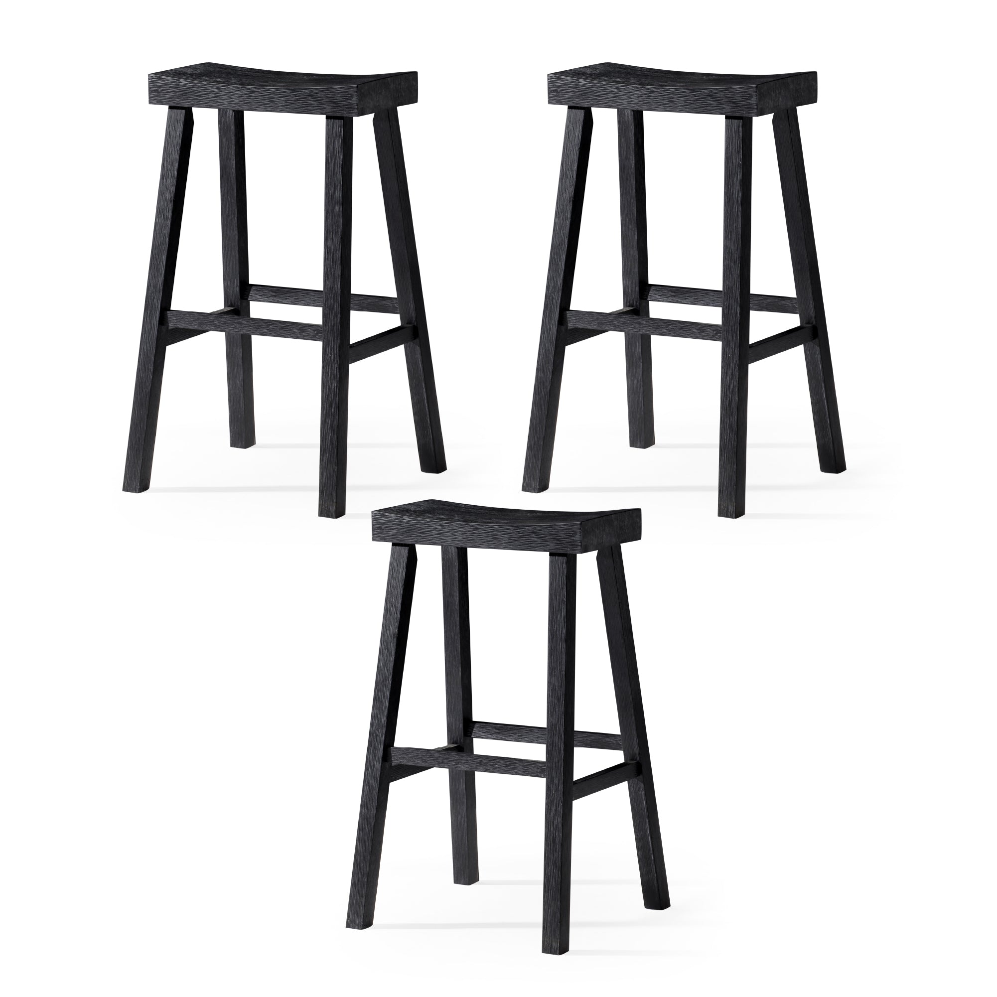 31" Vincent Bar Stool in Black Finish (Set of 3) in Stools by Maven Lane