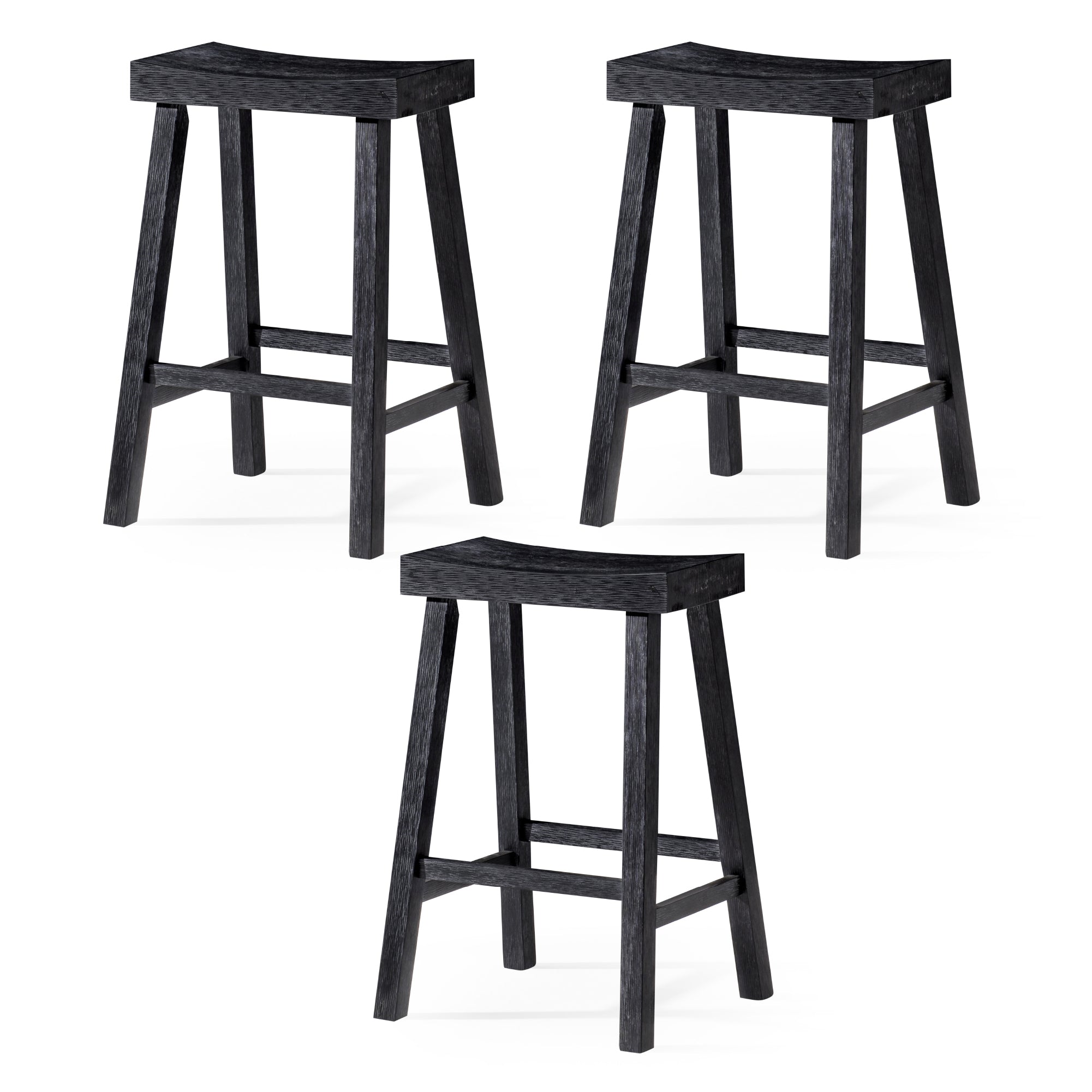 26" Vincent Counter Stool in Black Finish (Set of 3) in Stools by Maven Lane