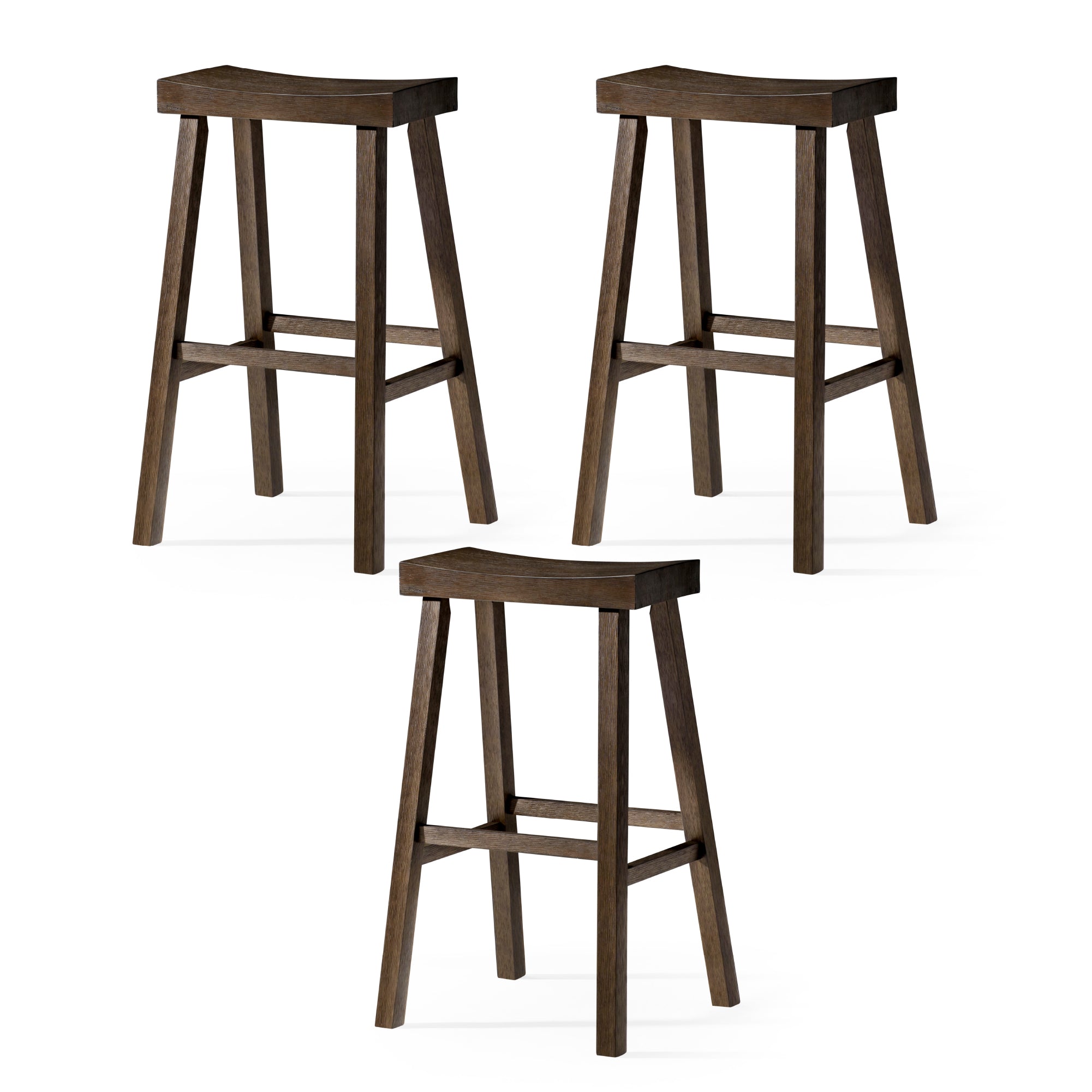 31" Vincent Bar Stool in Brown Finish (Set of 3) in Stools by Maven Lane