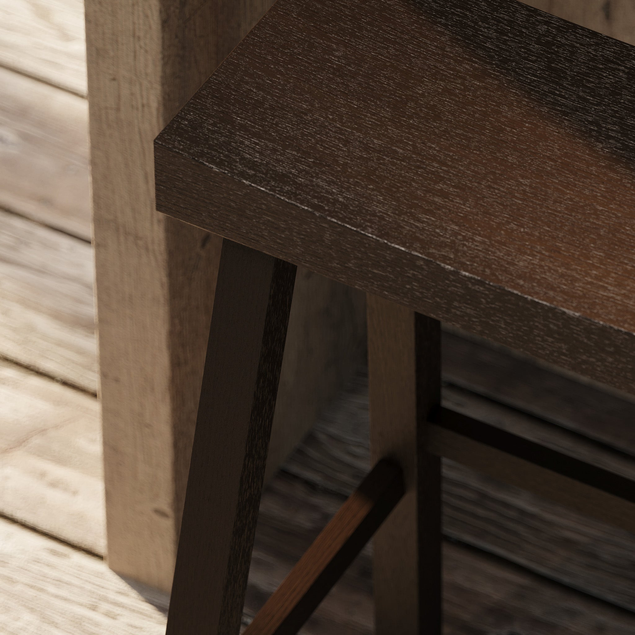 Vincent Bar Stool in Antiqued Brown Finish in Stools by Maven Lane